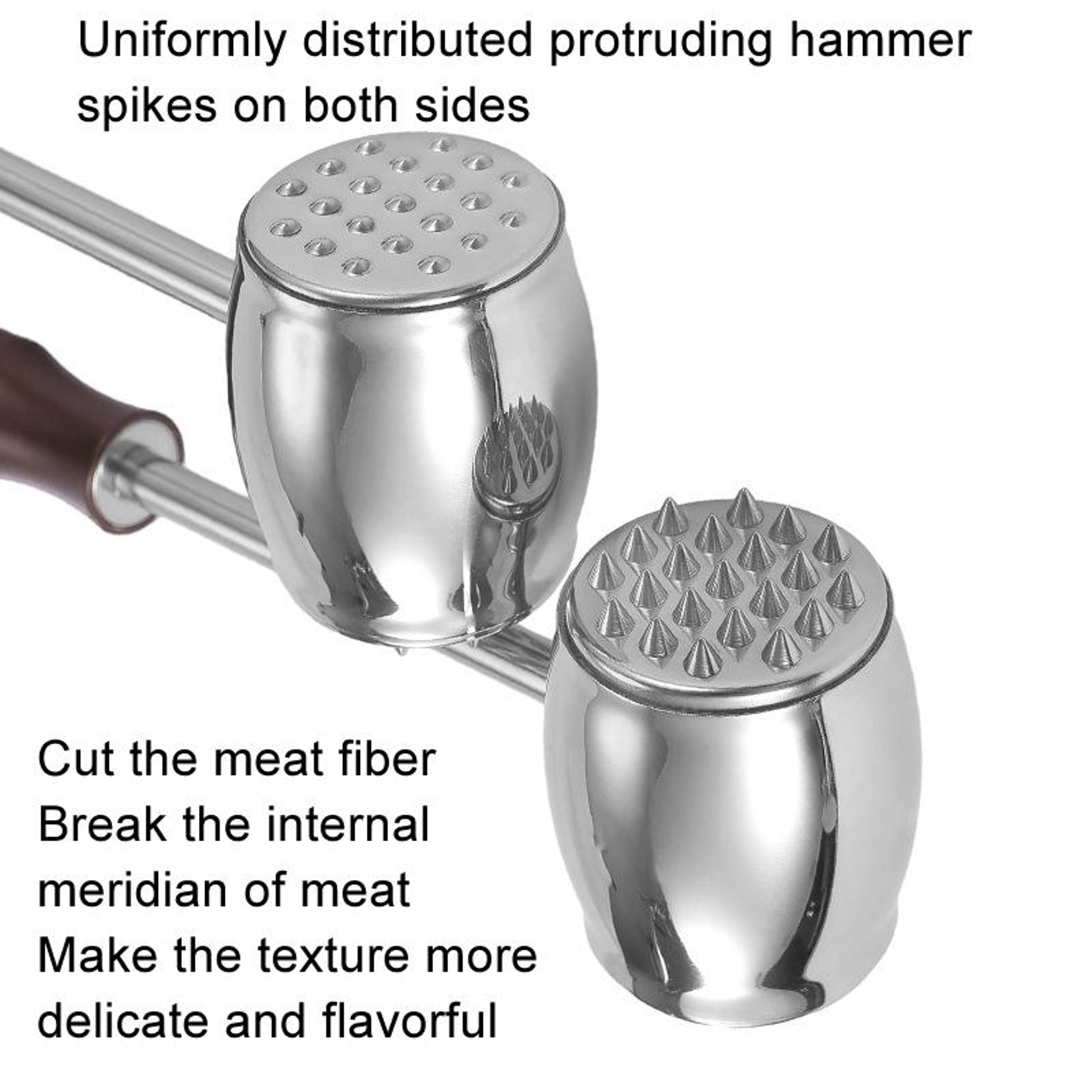 Stainless Steel Meat Tenderizer Hammer Double Sided Beef Mallet Kitchen Tool 3