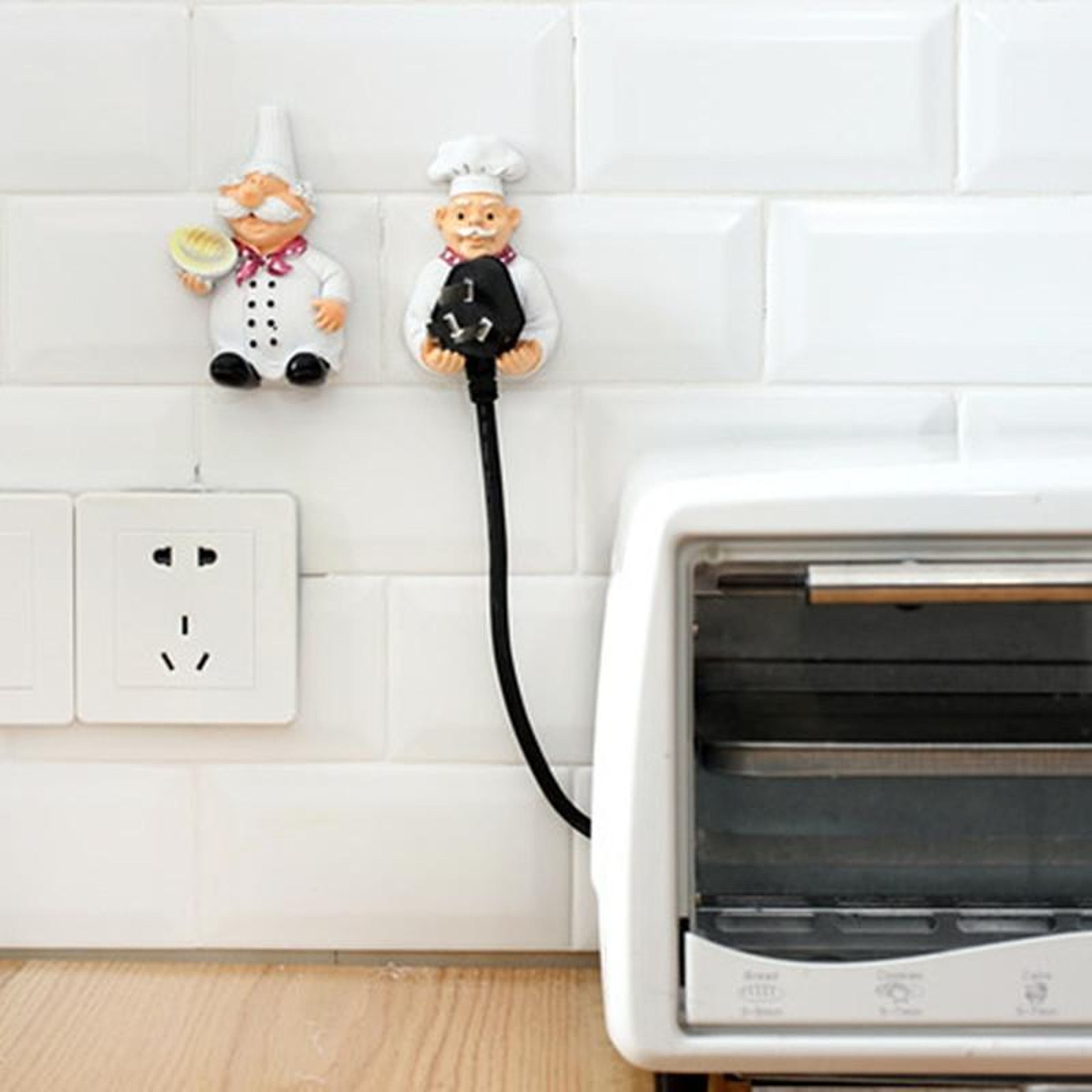 Cute Self Adhesive Plug Wall Hook Resin Kitchen Organizer Rack 2