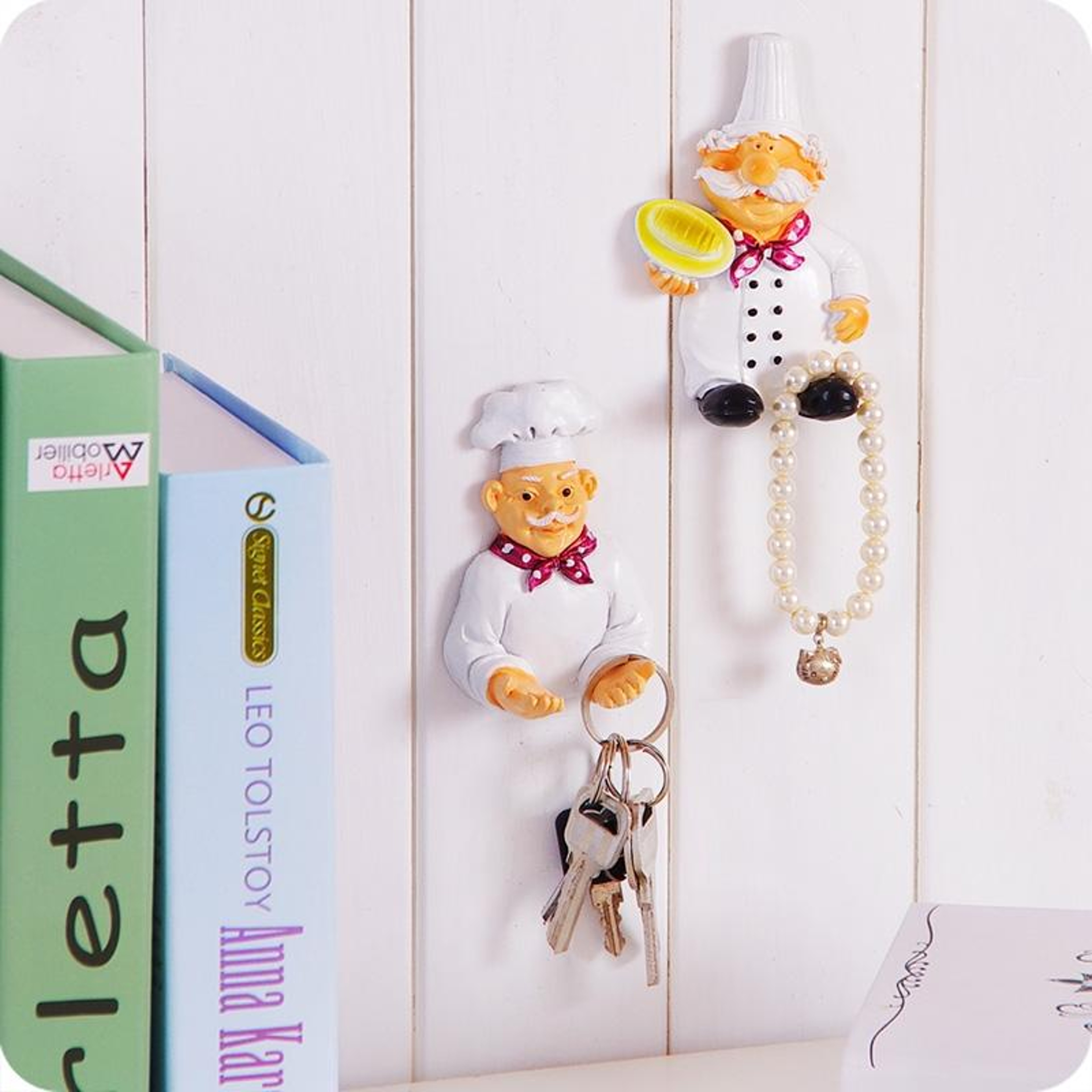 Cute Self Adhesive Plug Wall Hook Resin Kitchen Organizer Rack 3