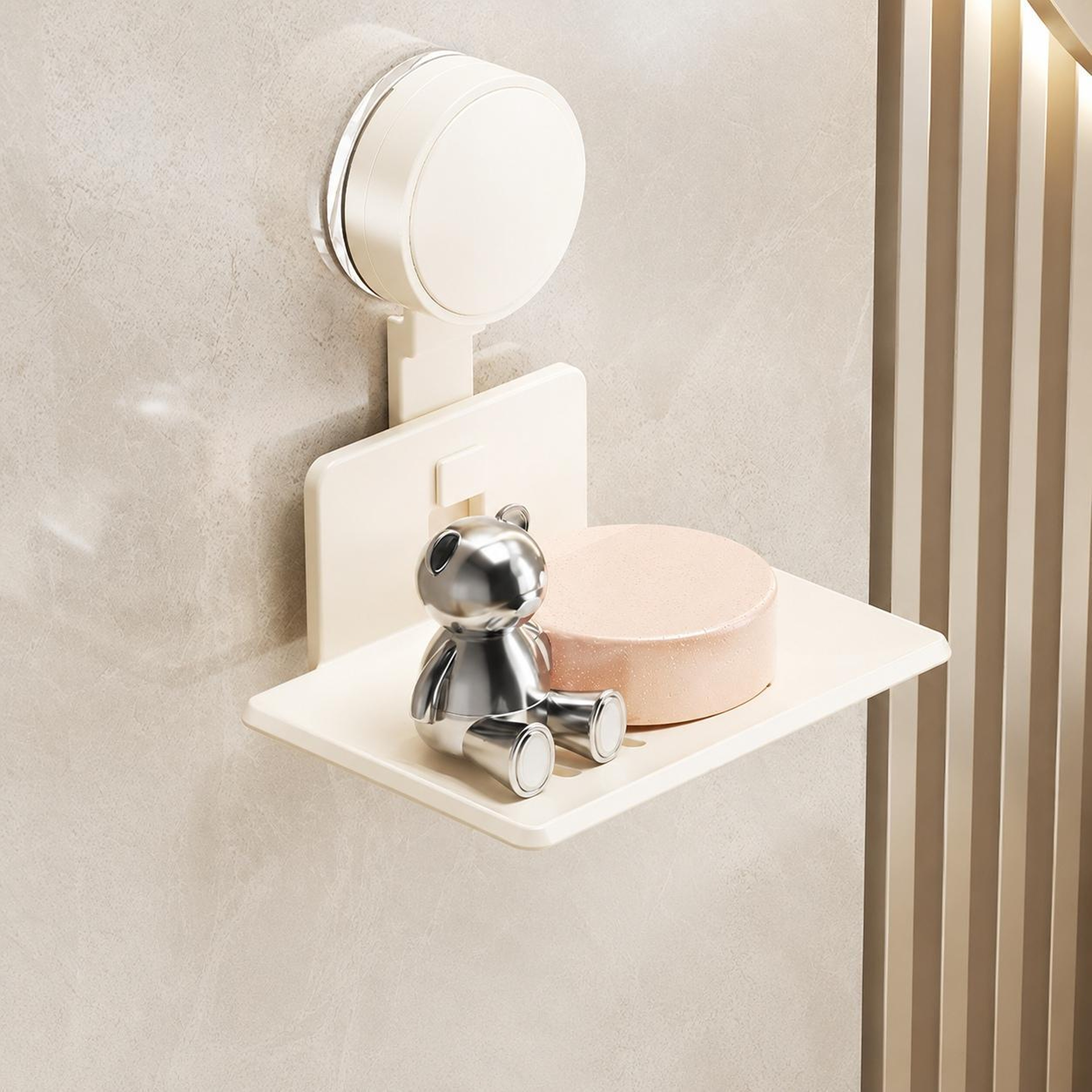 No Drill Suction Cup Soap Holder Drainable Wall Mounted Bathroom Storage Tray 0
