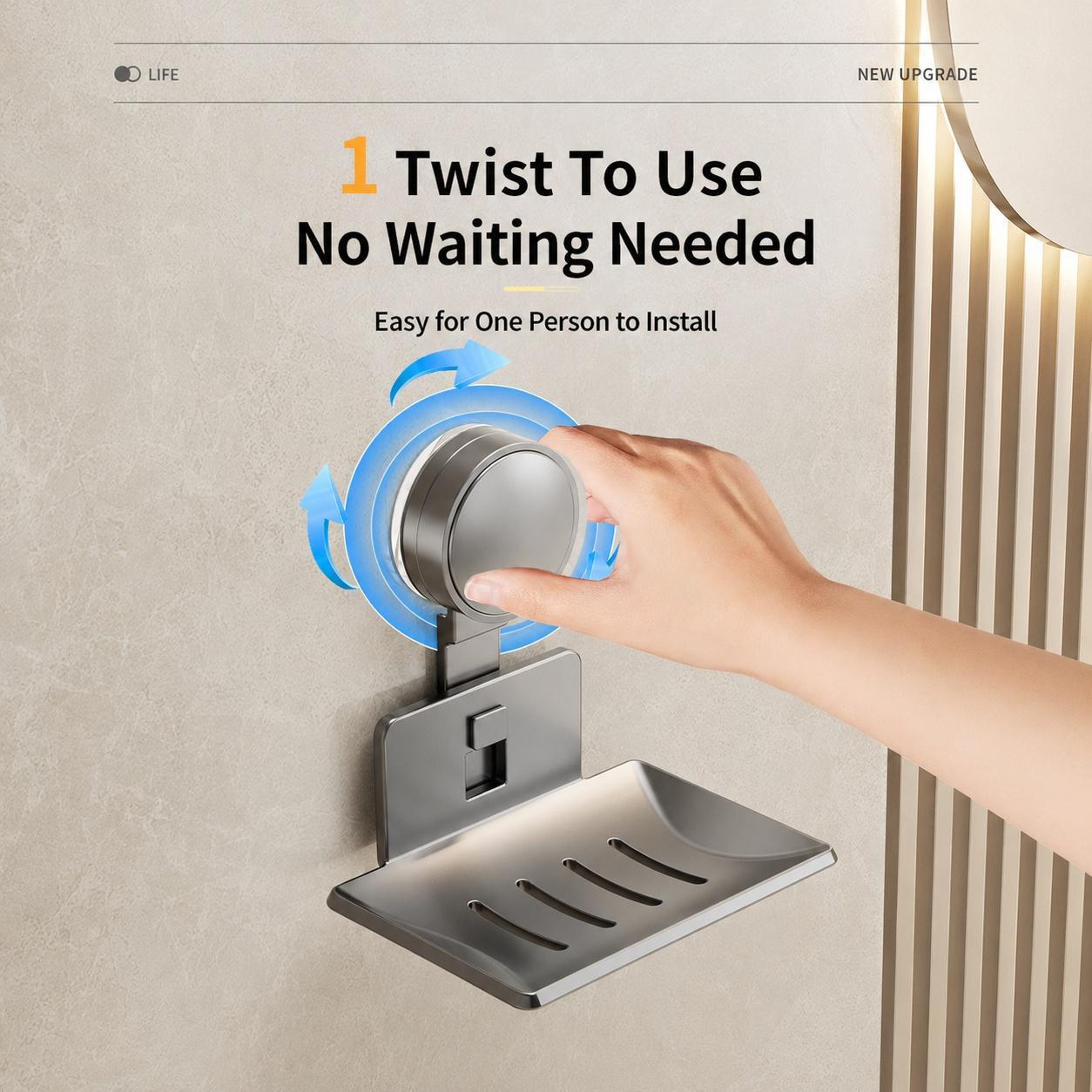 No Drill Suction Cup Soap Holder Drainable Wall Mounted Bathroom Storage Tray 5