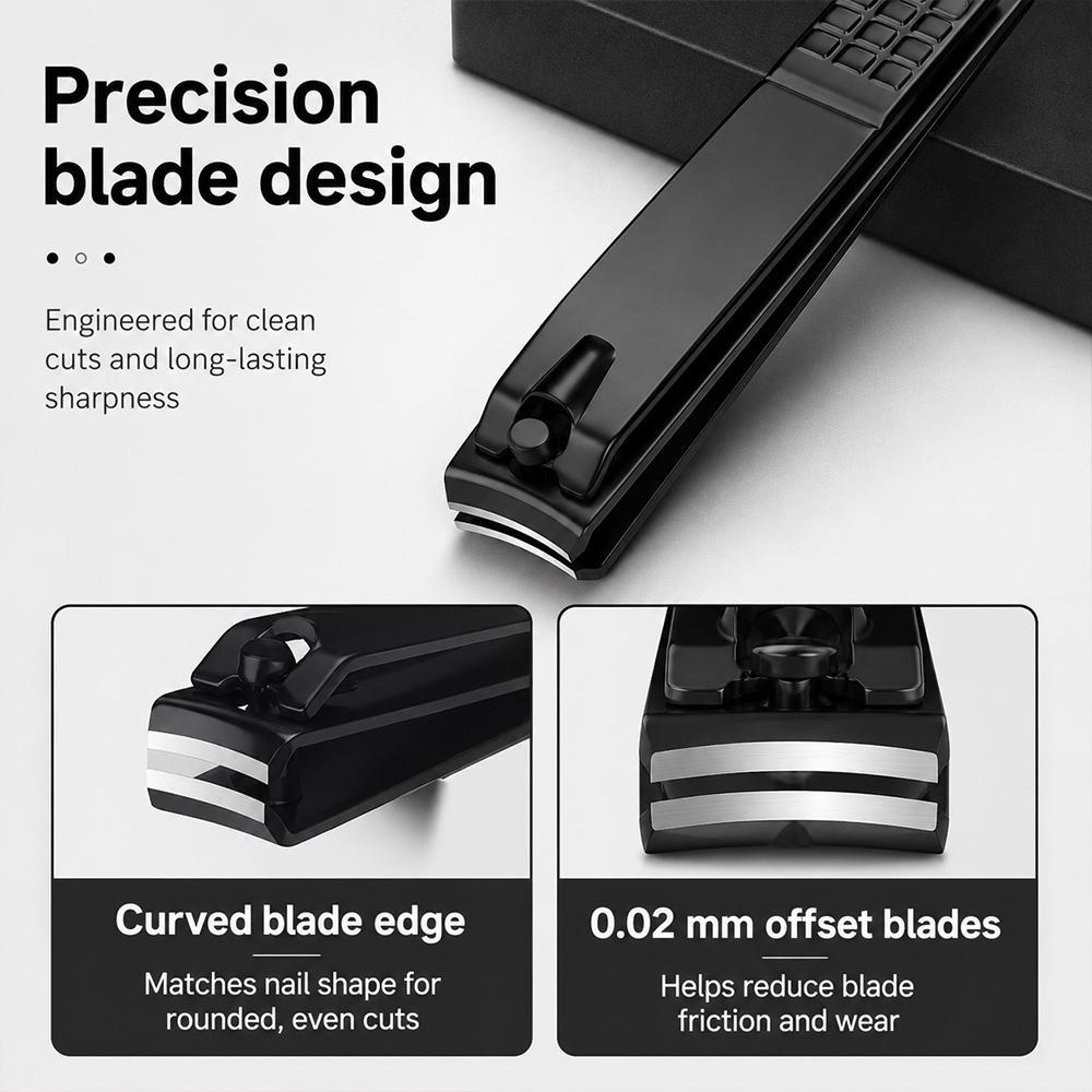 Precision Flat Edge Stainless Steel Nail Clipper Set Fingernail & Toenail Trimmer – view 6