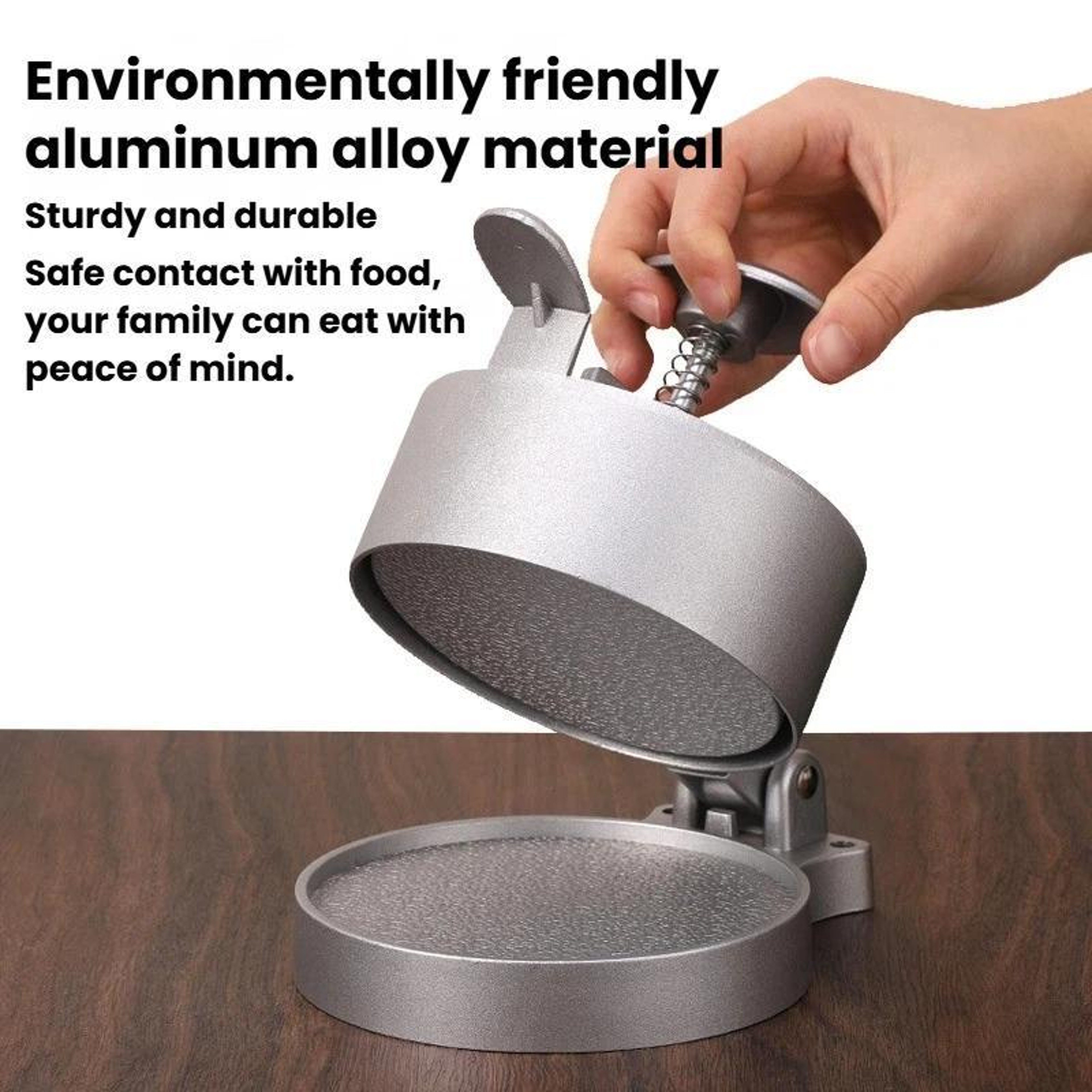 Adjustable Spring-Loaded Hamburger Patty Press Mold for Perfect Homemade Burgers – view 3