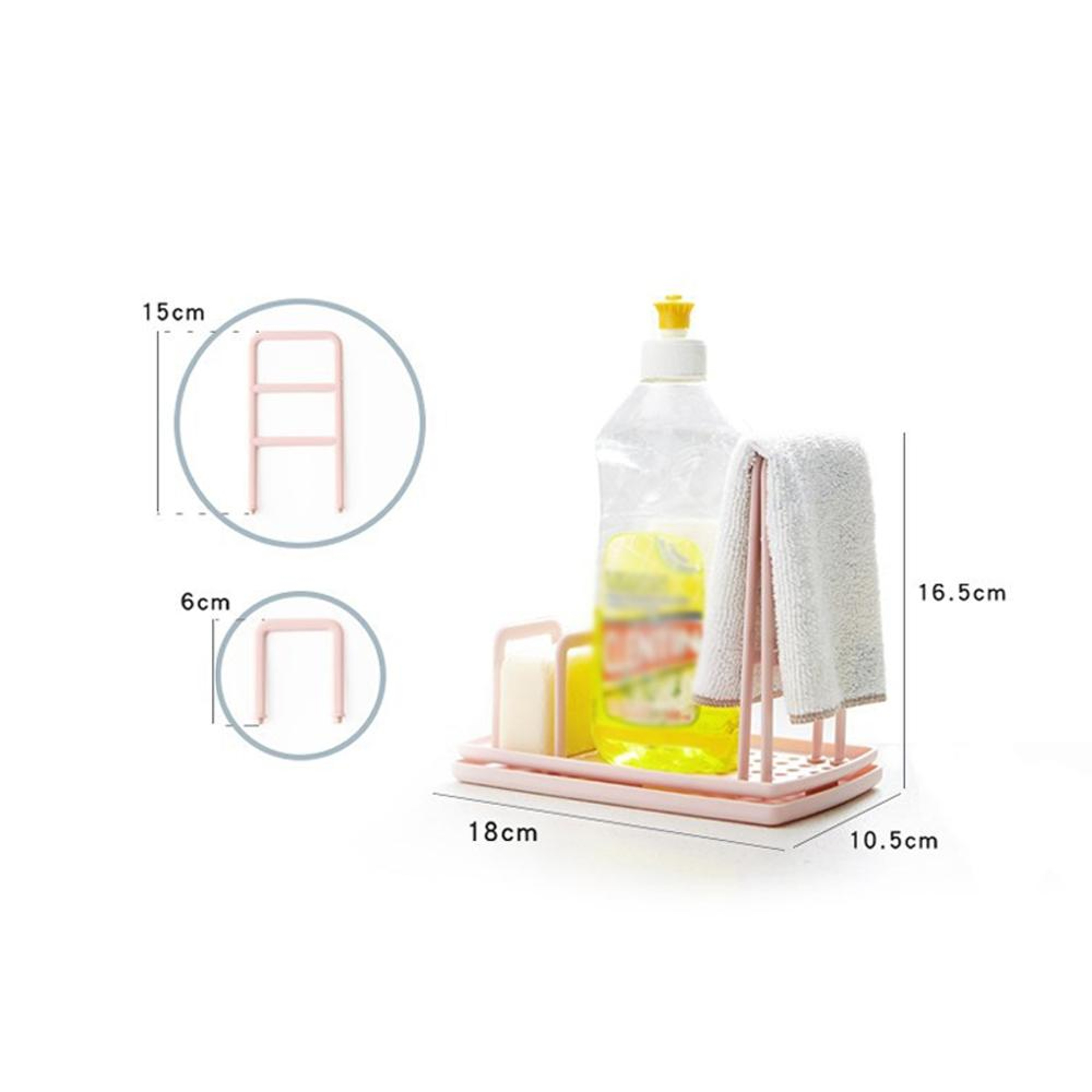 White Kitchen Sink Organizer Sponge Holder  Dishcloth Drain Rack Space Saving Kitchen Caddy 6