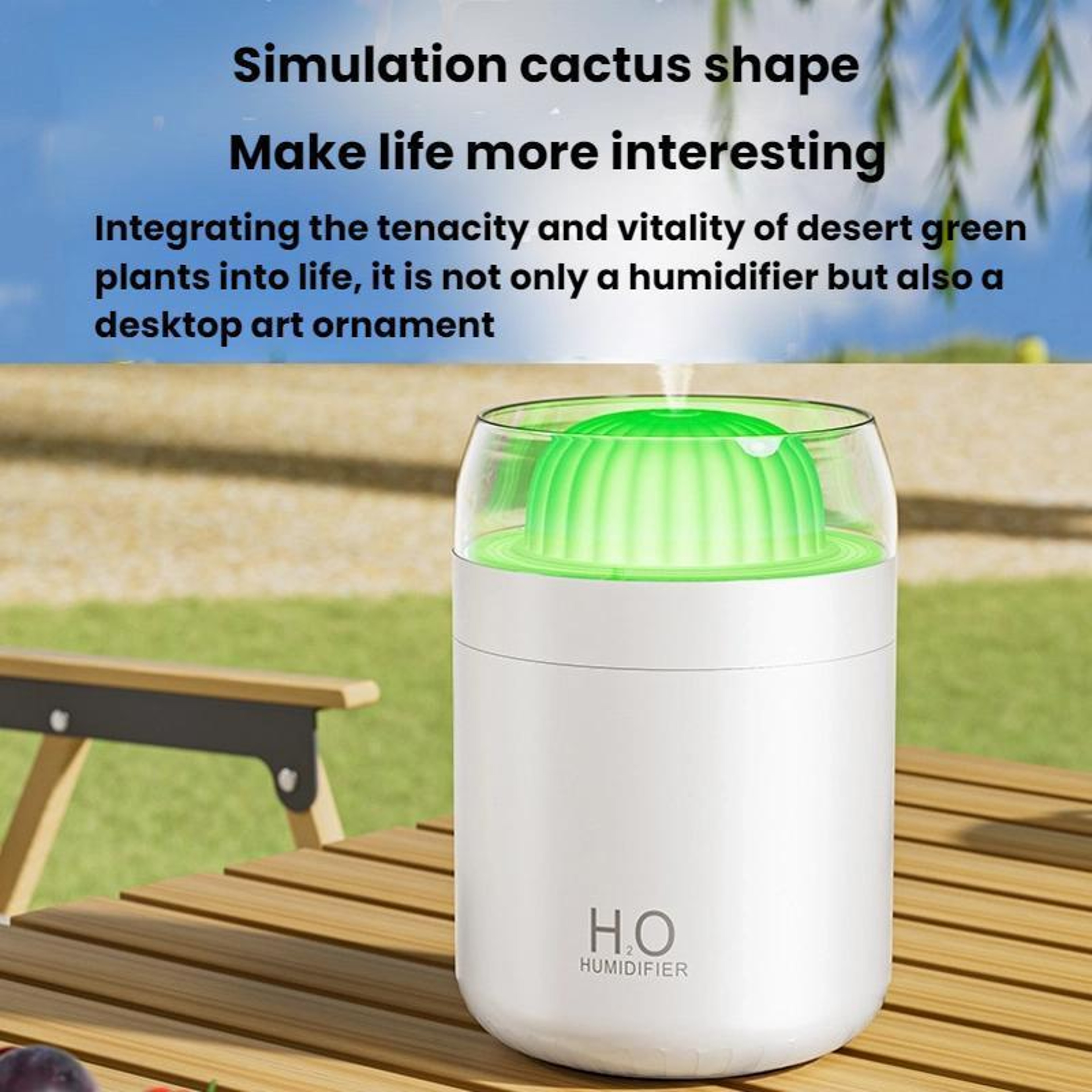 Cactus USB Car Humidifier With Ambient Light  Air Diffuser Pink 1