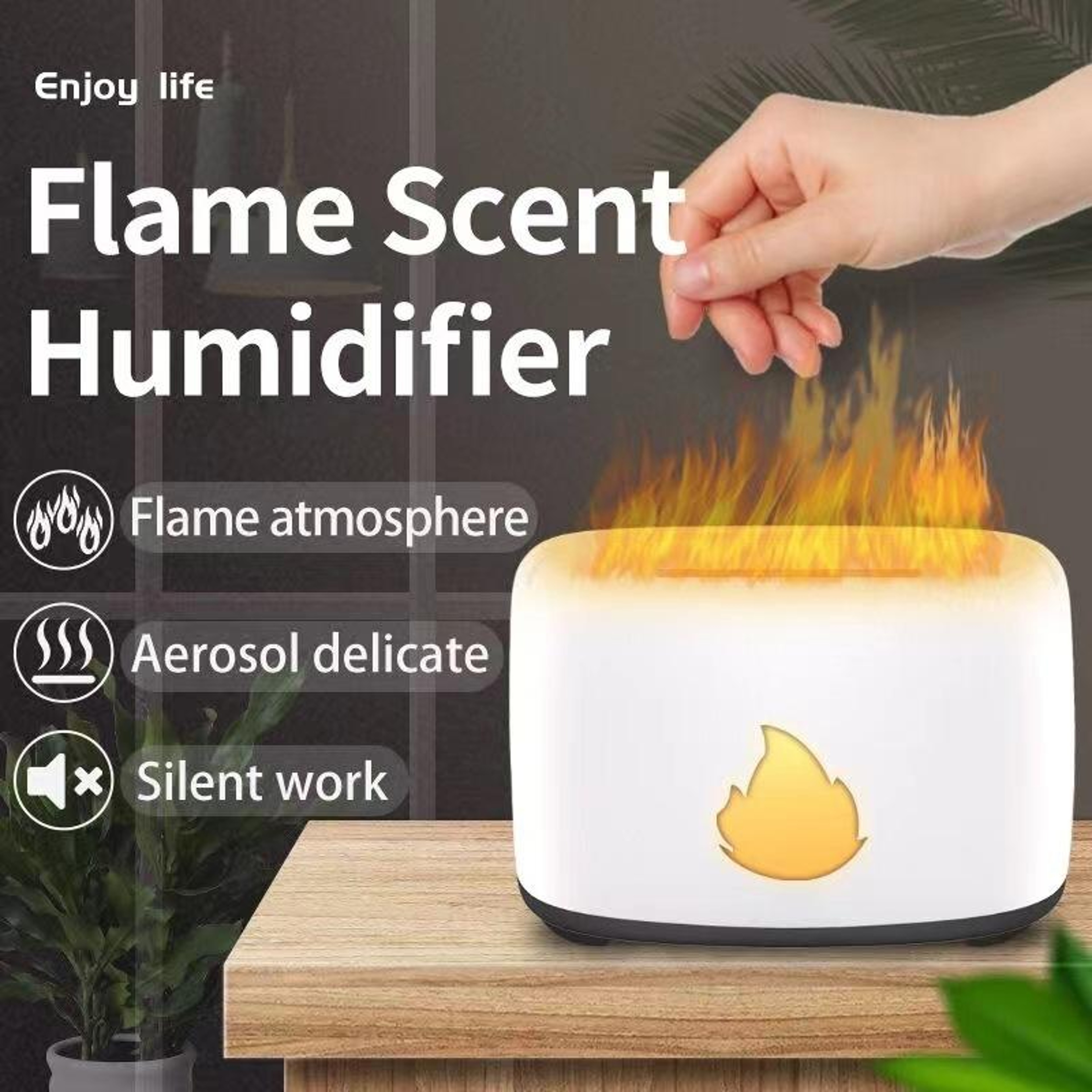 Simulation Flame Aromatherapy Diffuser Ultrasonic Humidifier Air Purifier 3