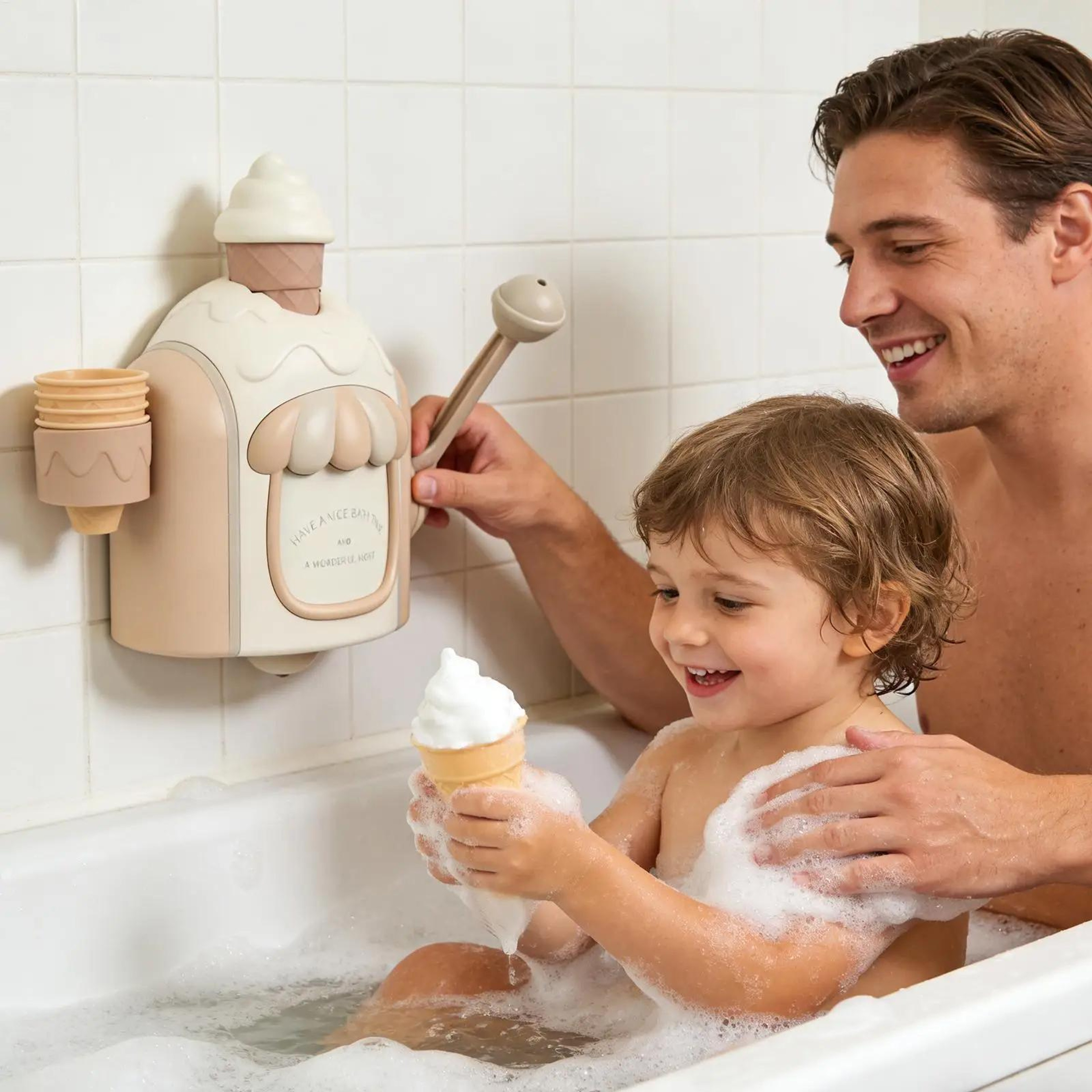 Kids Ice Cream Bubble Foam Machine Foam Bubble Maker Bath Toy For Kids 6