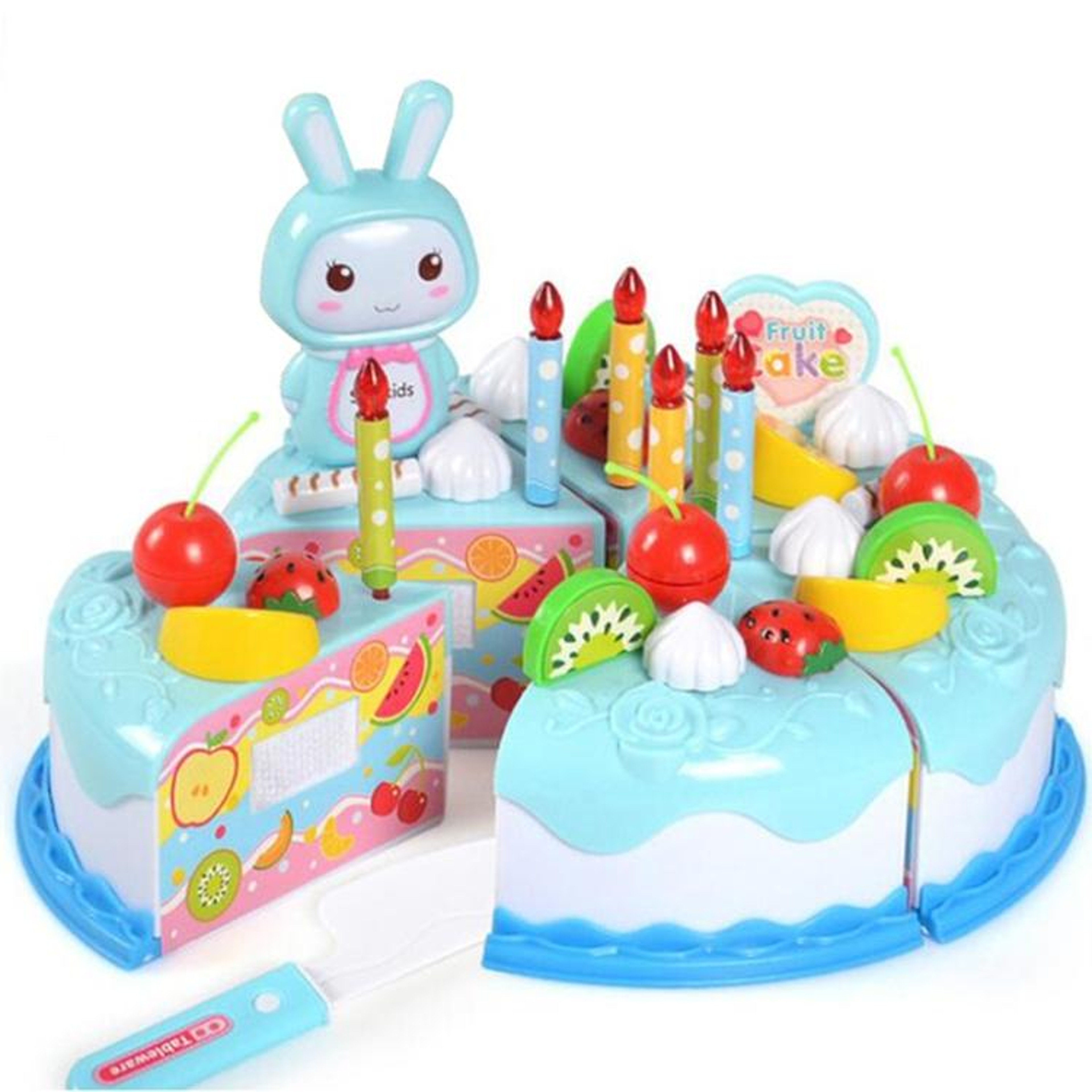 Kids Pretend Play Kitchen Fruit Cutting Toy Set Educational Role Play Food Cake Toys For Toddlers 0