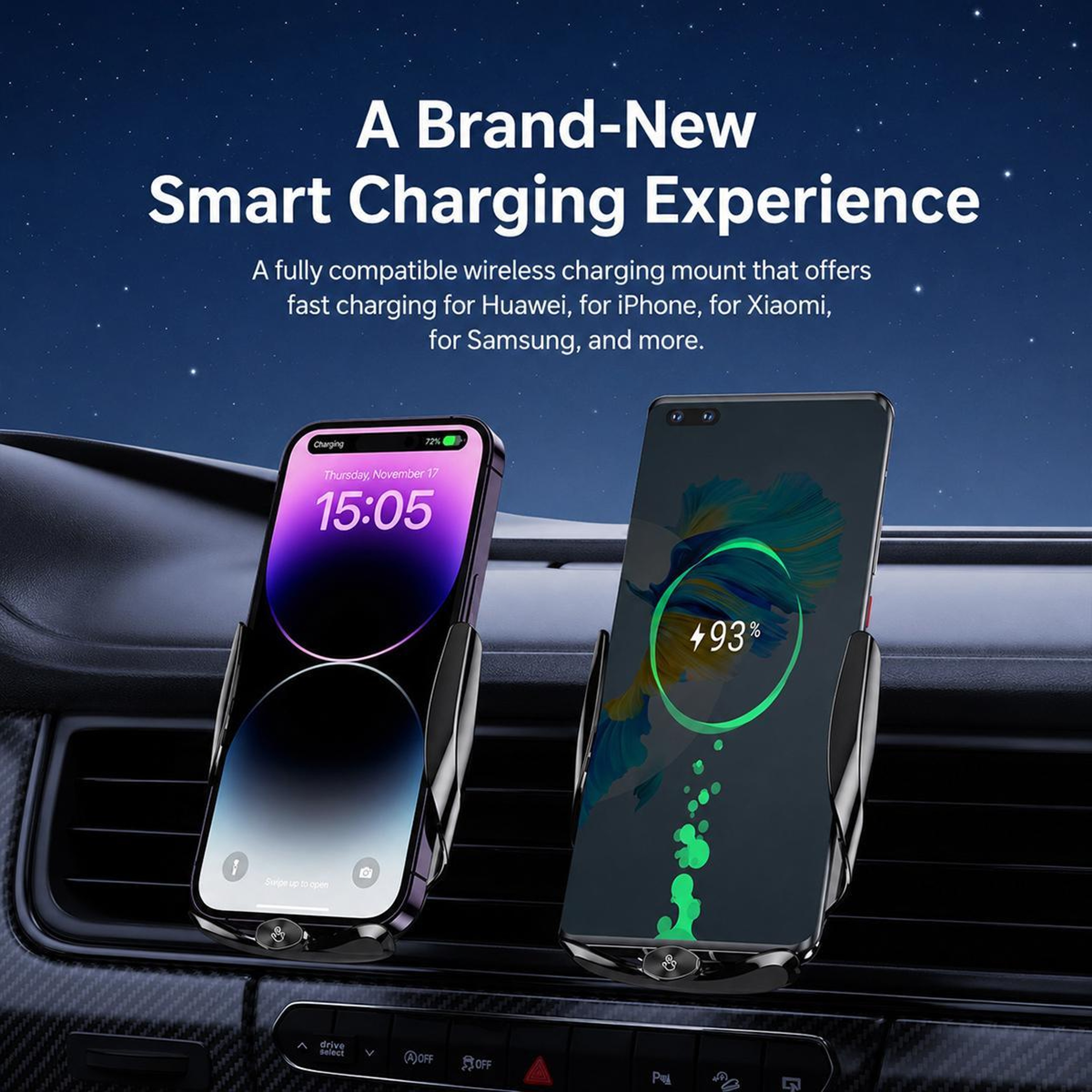 Smart Auto Clamp Magnetic Wireless Car Charger Mount With Infrared Sensor 12