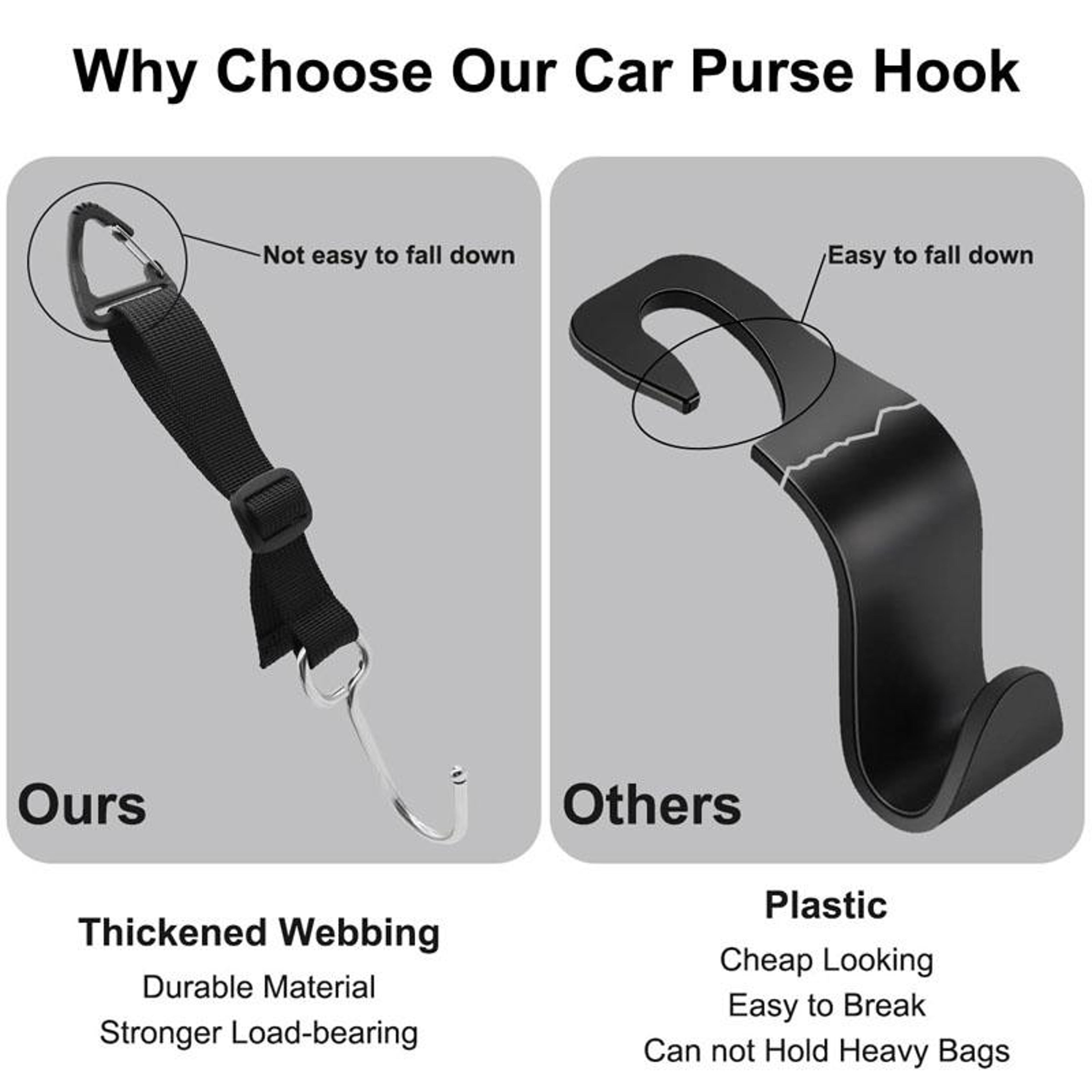 Universal Car Seat Storage Hooks Adjustable Backseat Hanger for Bags, Groceries & Strollers – view 3