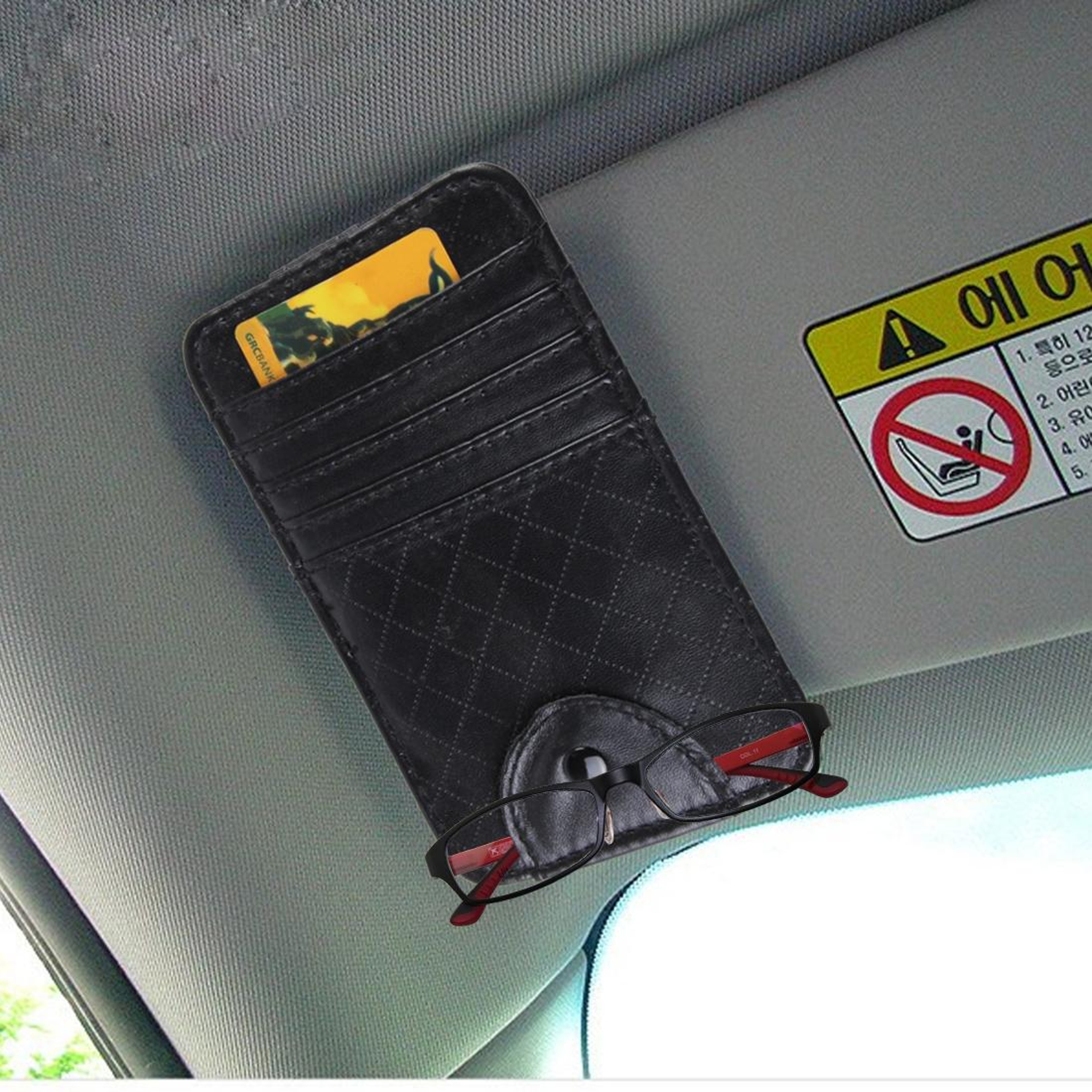 Premium Car Sun Visor Organizer  Sunglasses Holder Storage Pouch 5