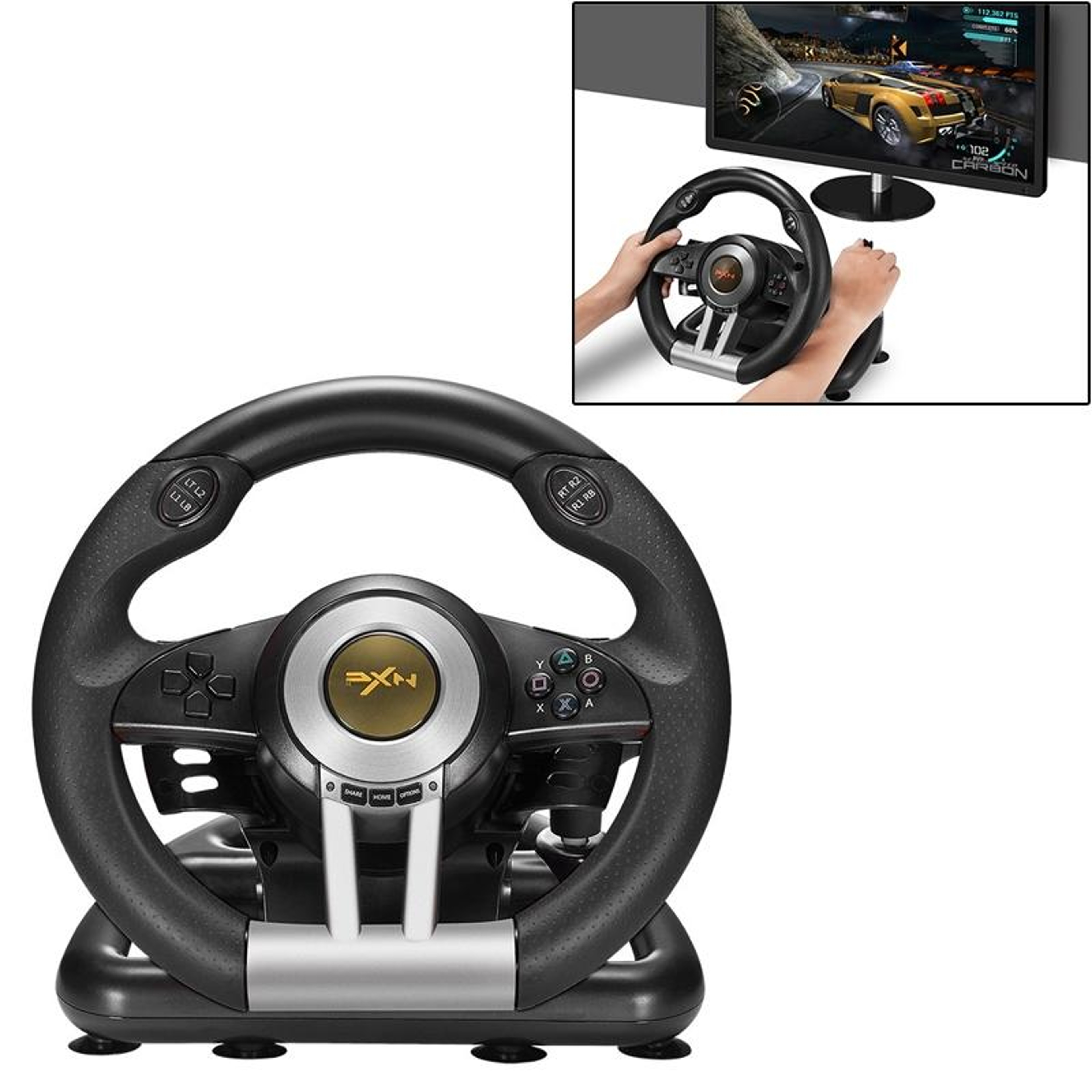 Multi Platform Racing Steering Wheel with Pedals for PC, PS4, Xbox & Switch – view 13