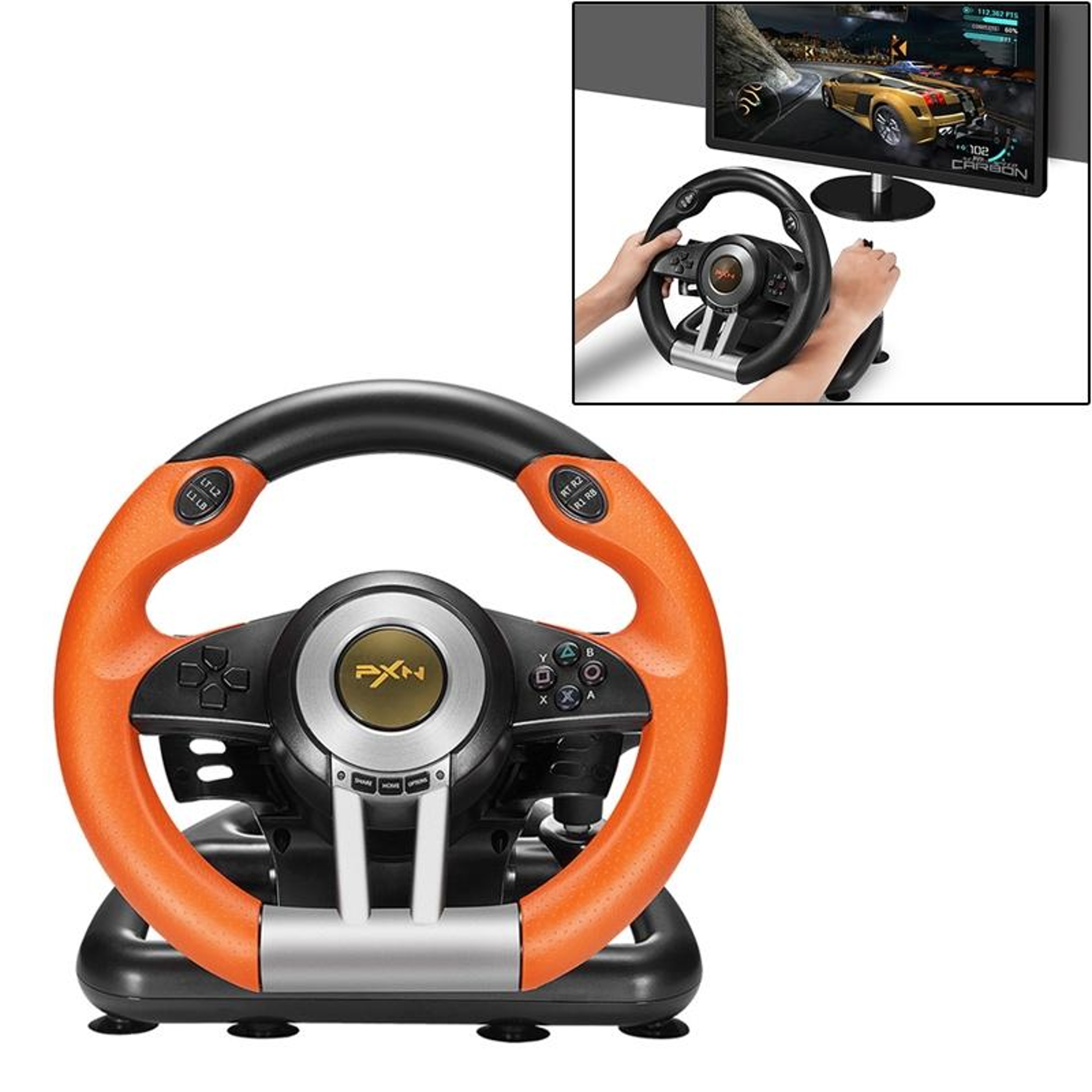 Multi Platform Racing Steering Wheel with Pedals for PC, PS4, Xbox & Switch – view 14