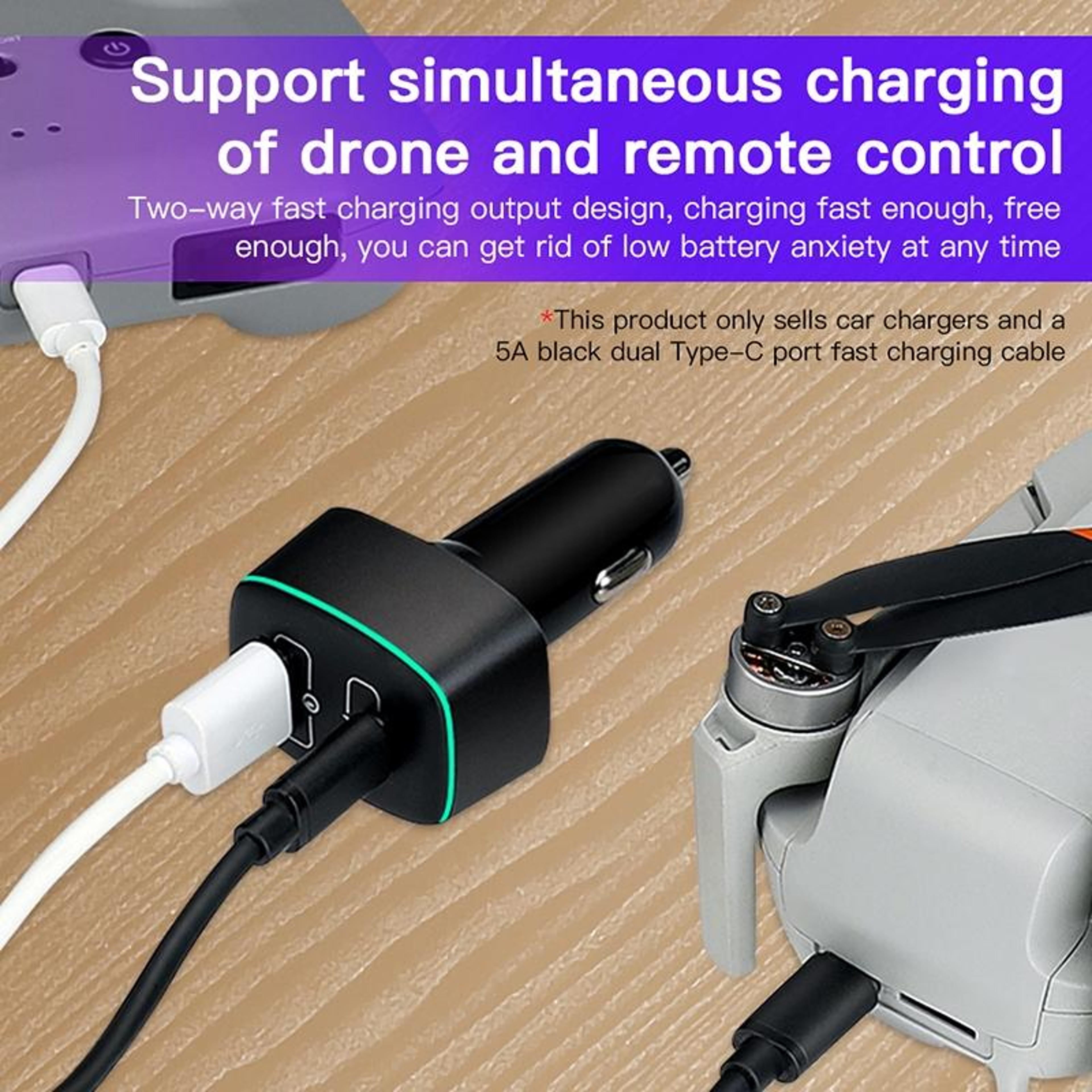 RCSTQ DJI Mavic Car Charger  Mini Fast Charging Adapter 9