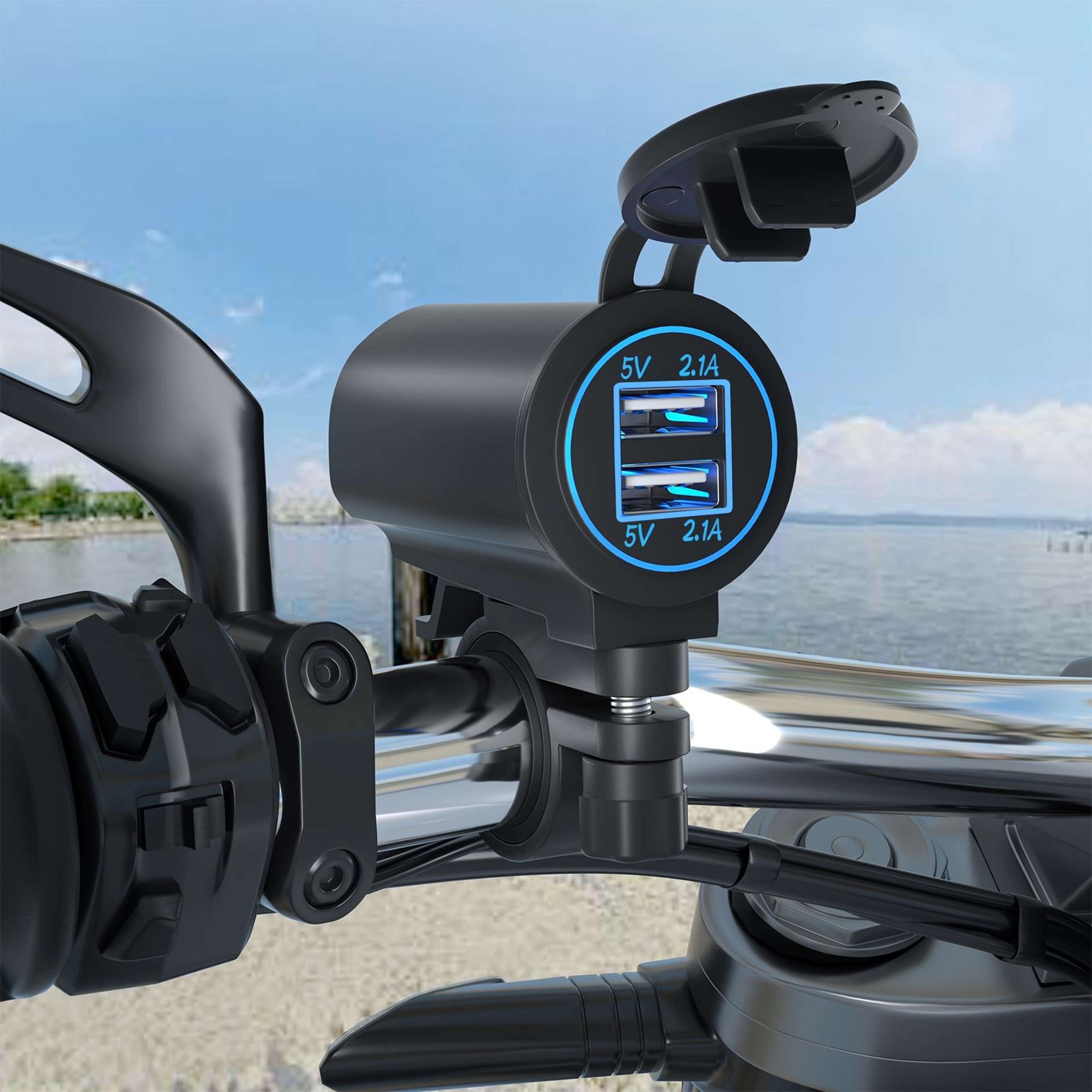 Fast Charge Dual USB Car  Motorcycle Charger With Blue LED Power Indicator 8