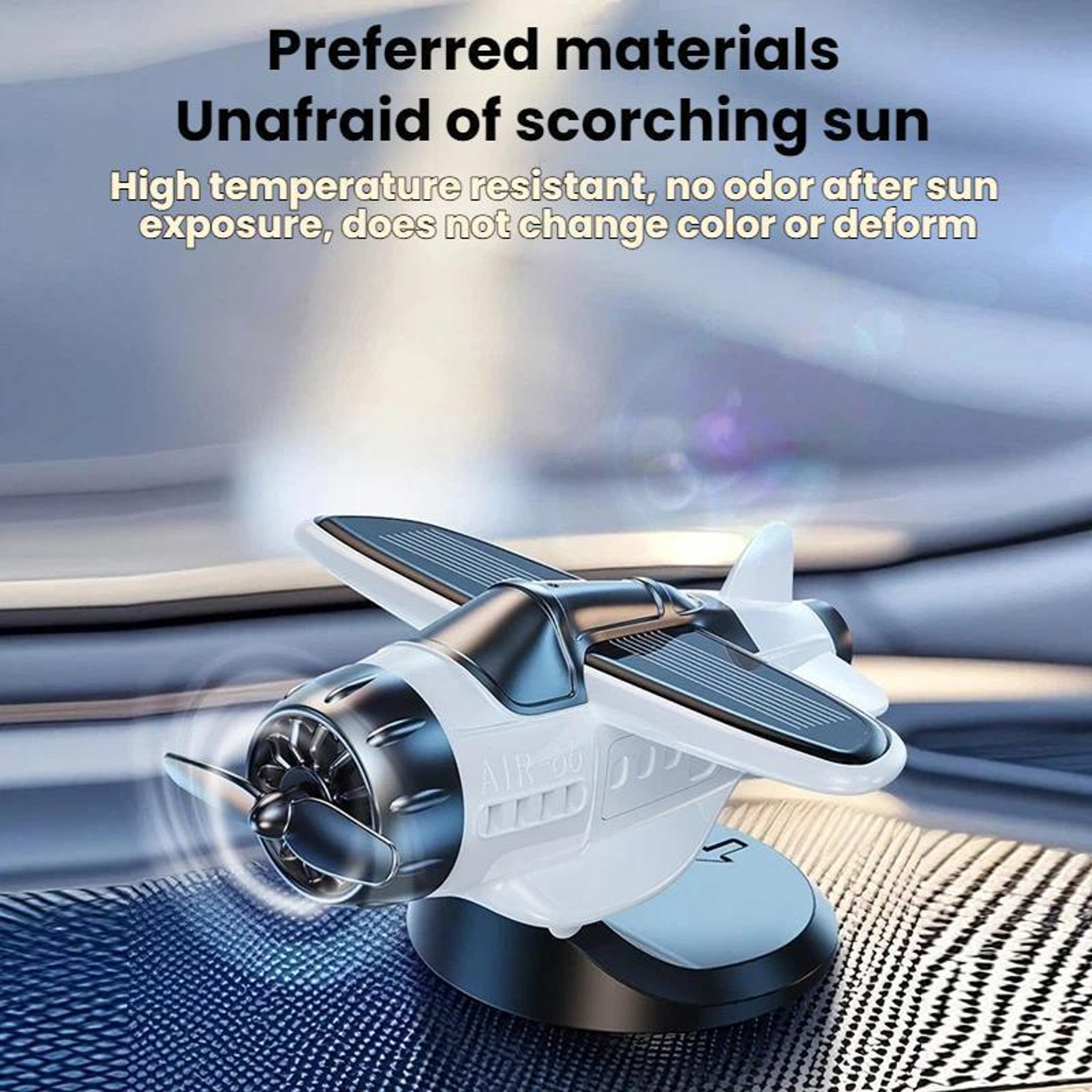Solar Powered Rotating Airplane Dashboard Ornament Automatic Spinning Car Interior Decor 4