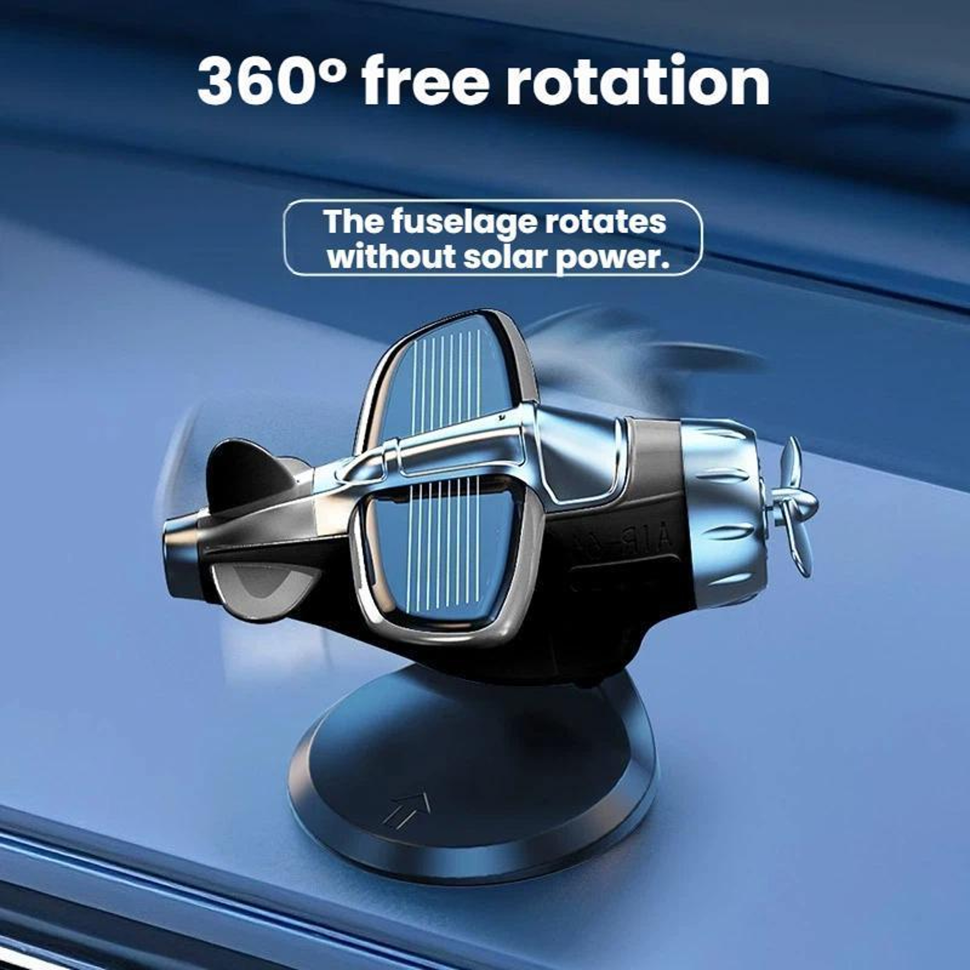 Solar Powered Rotating Airplane Dashboard Ornament Automatic Spinning Car Interior Decor 7