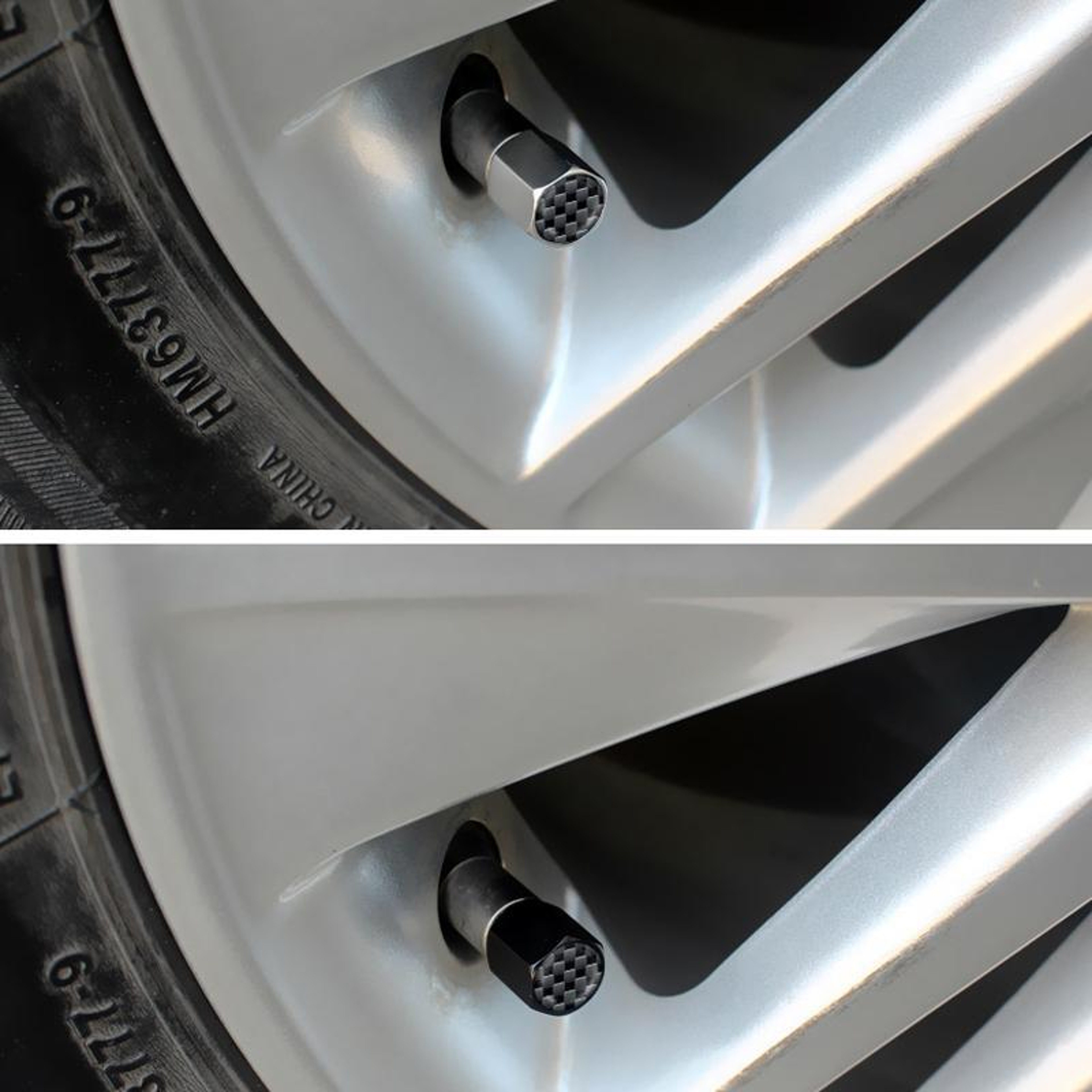Carbon Fiber Tire Valve Stem Caps Set Universal Leakproof Wheel Valve Covers For Cars SUVs  Bikes 5