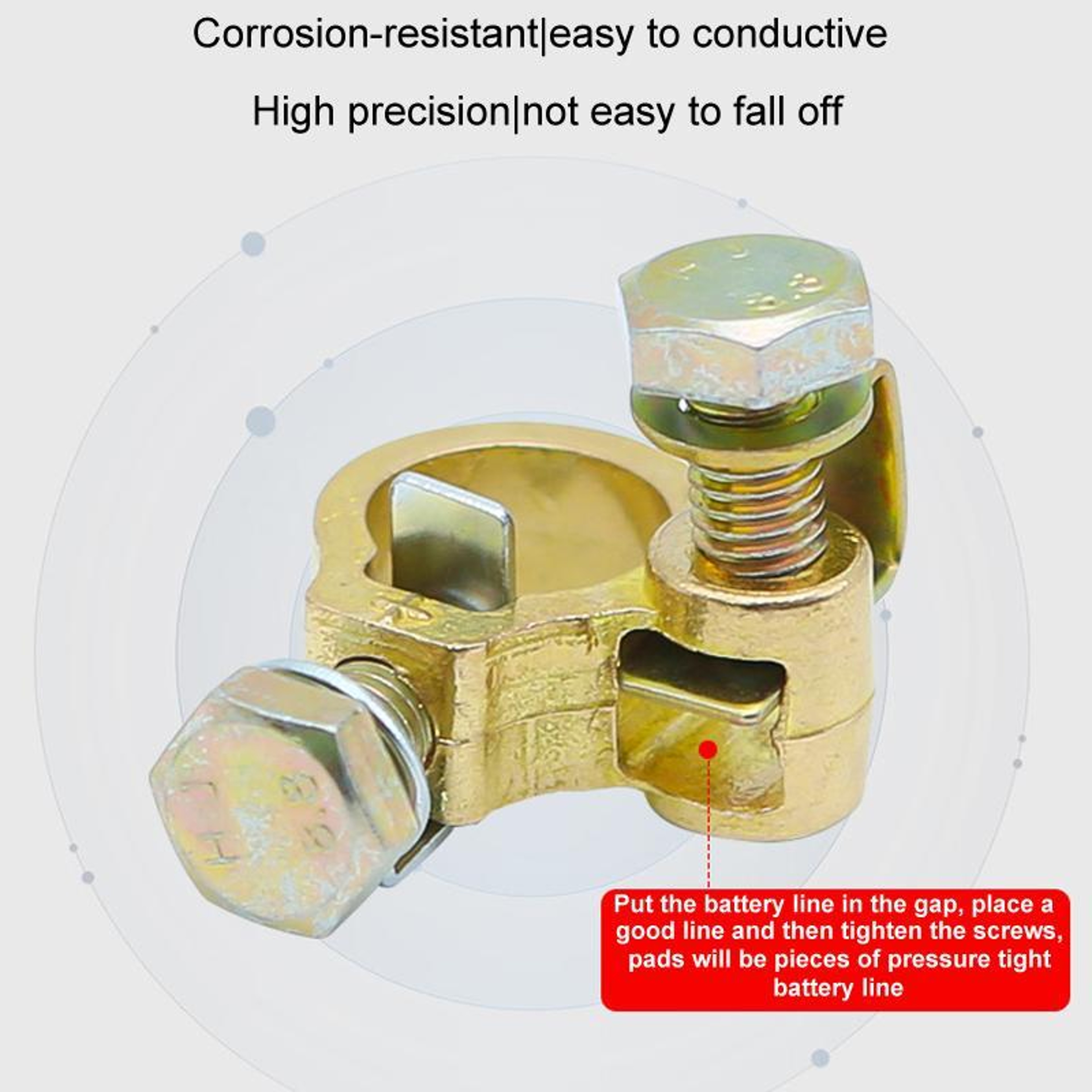 Heavy Duty Battery Terminal Connector Pair Thickened Brass Battery Post Clamp for Reliable Power Transfer – view 5