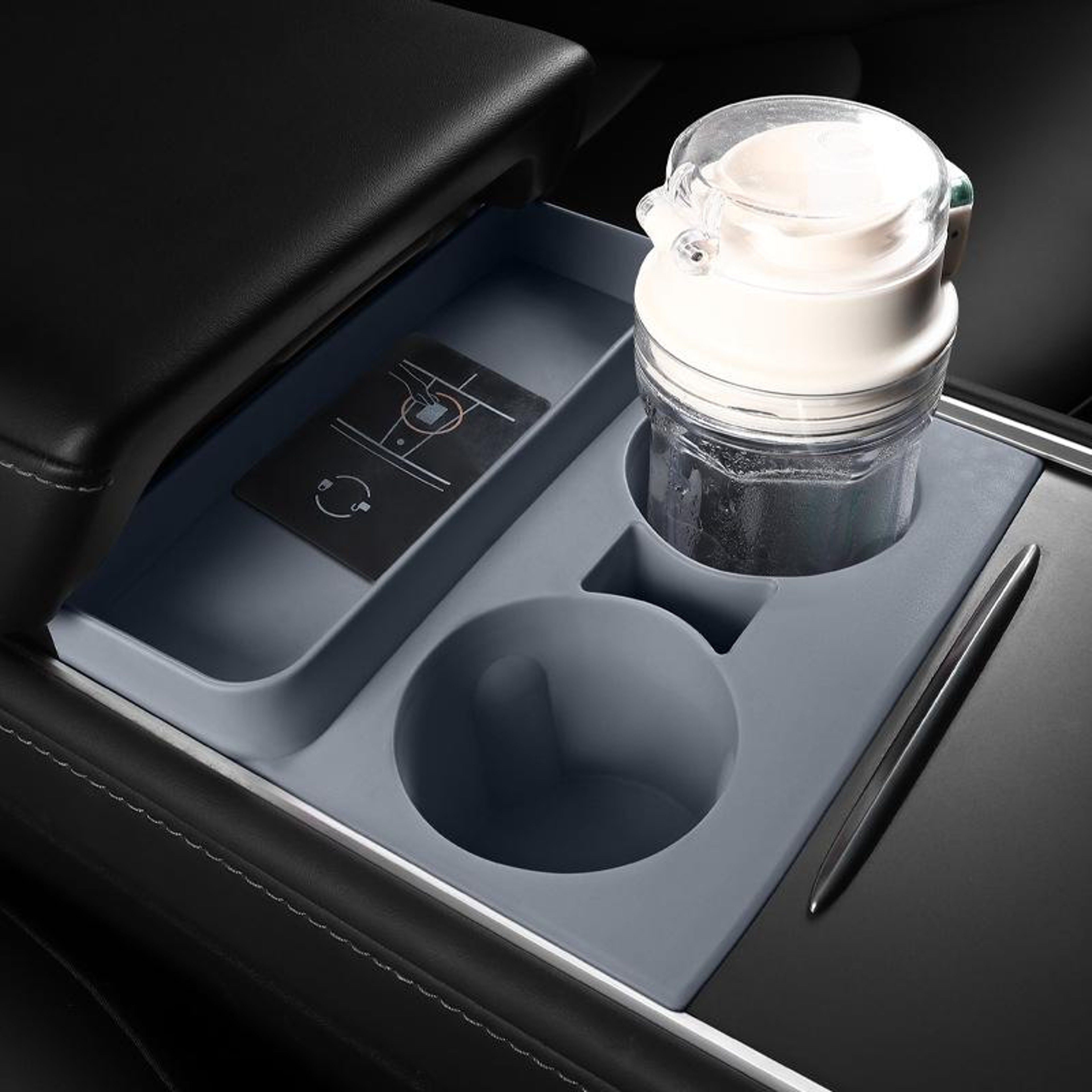 Tesla Model Silicone Cup Holder Insert Center Console Coaster And Drink Stabilizer 8
