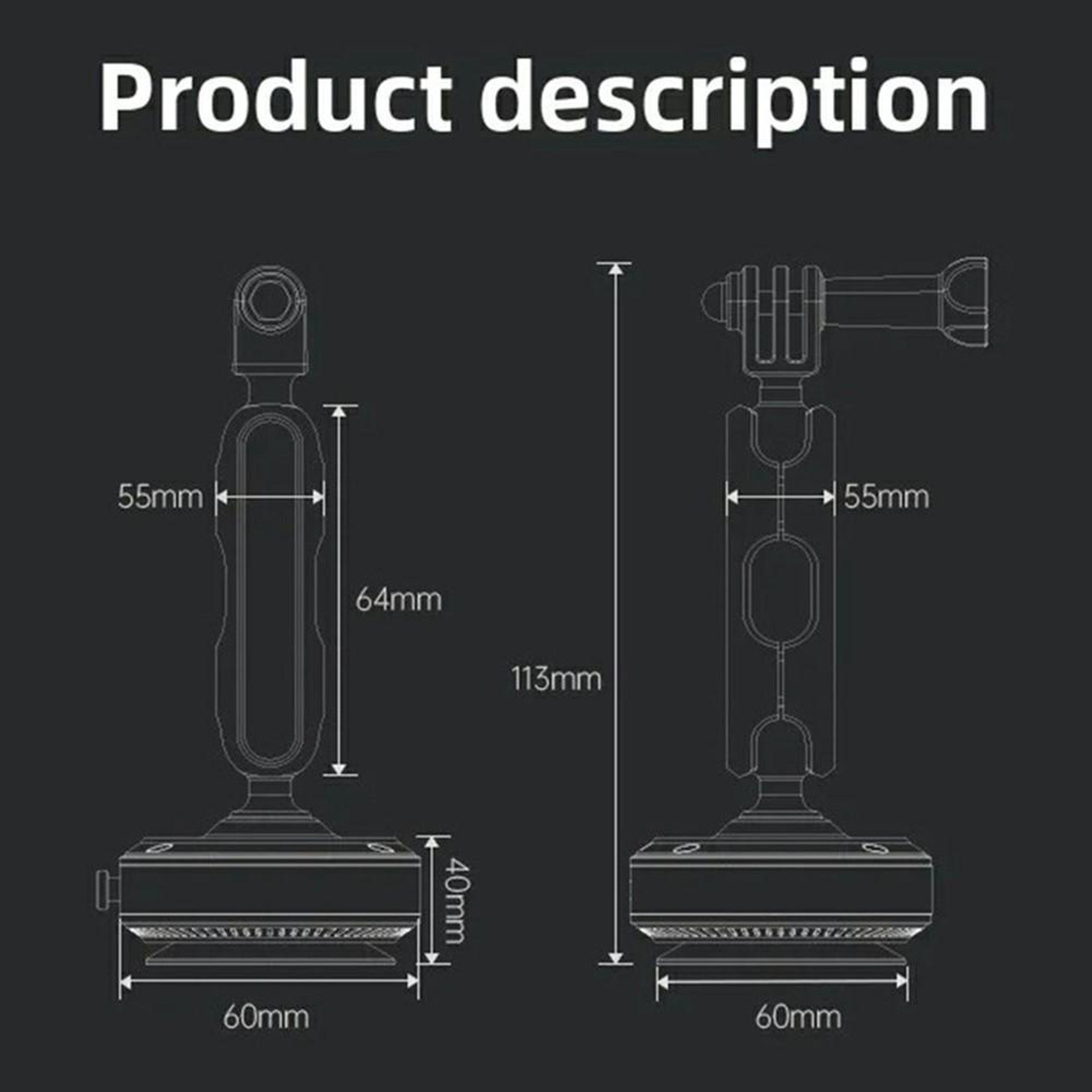 Action Camera Car Mount Electric Vacuum Suction Cup Mount With Degree Aluminum Holder 7