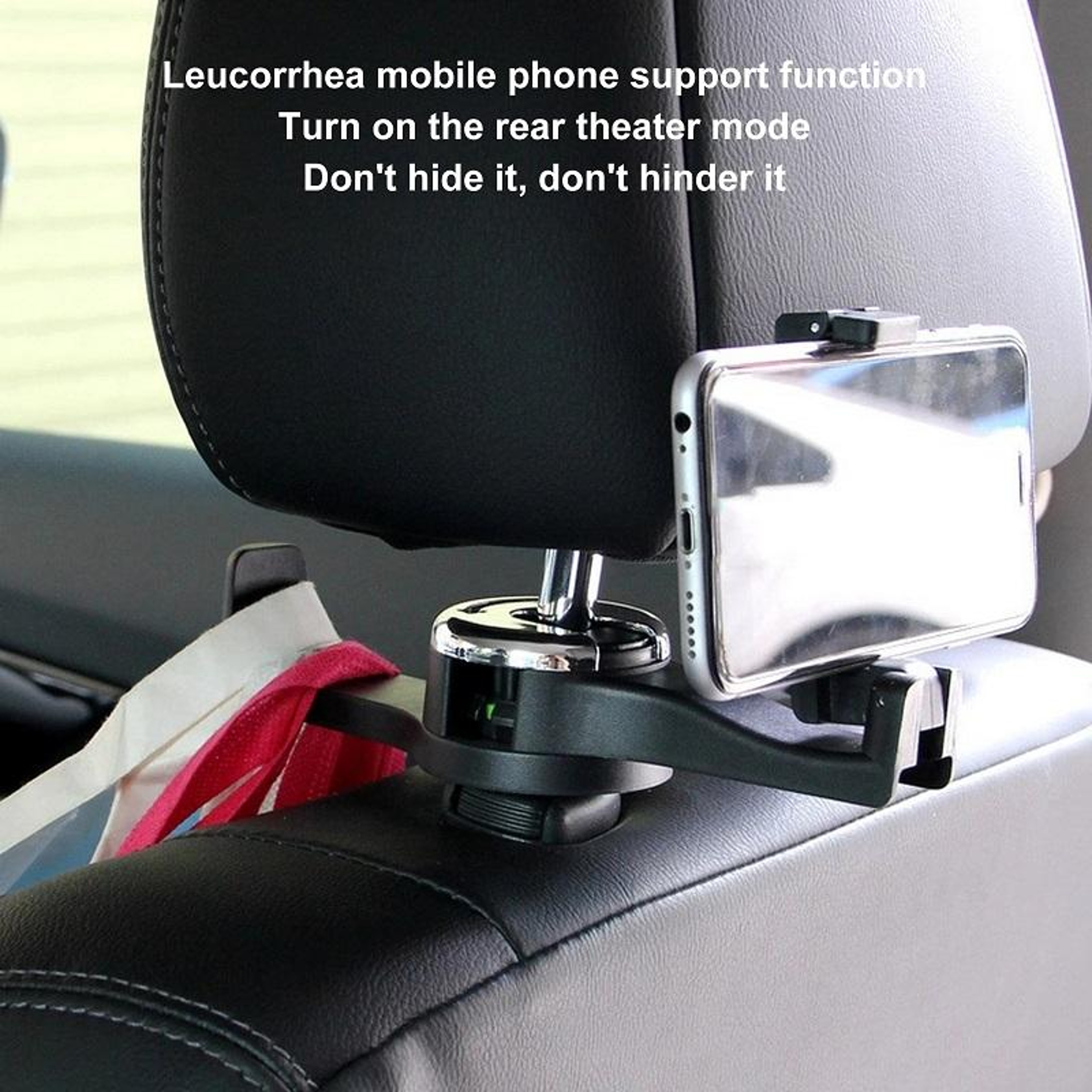 Car Seat Back Seat Phone Holder With Car Headrest Hook Dual Storage Organizer 5