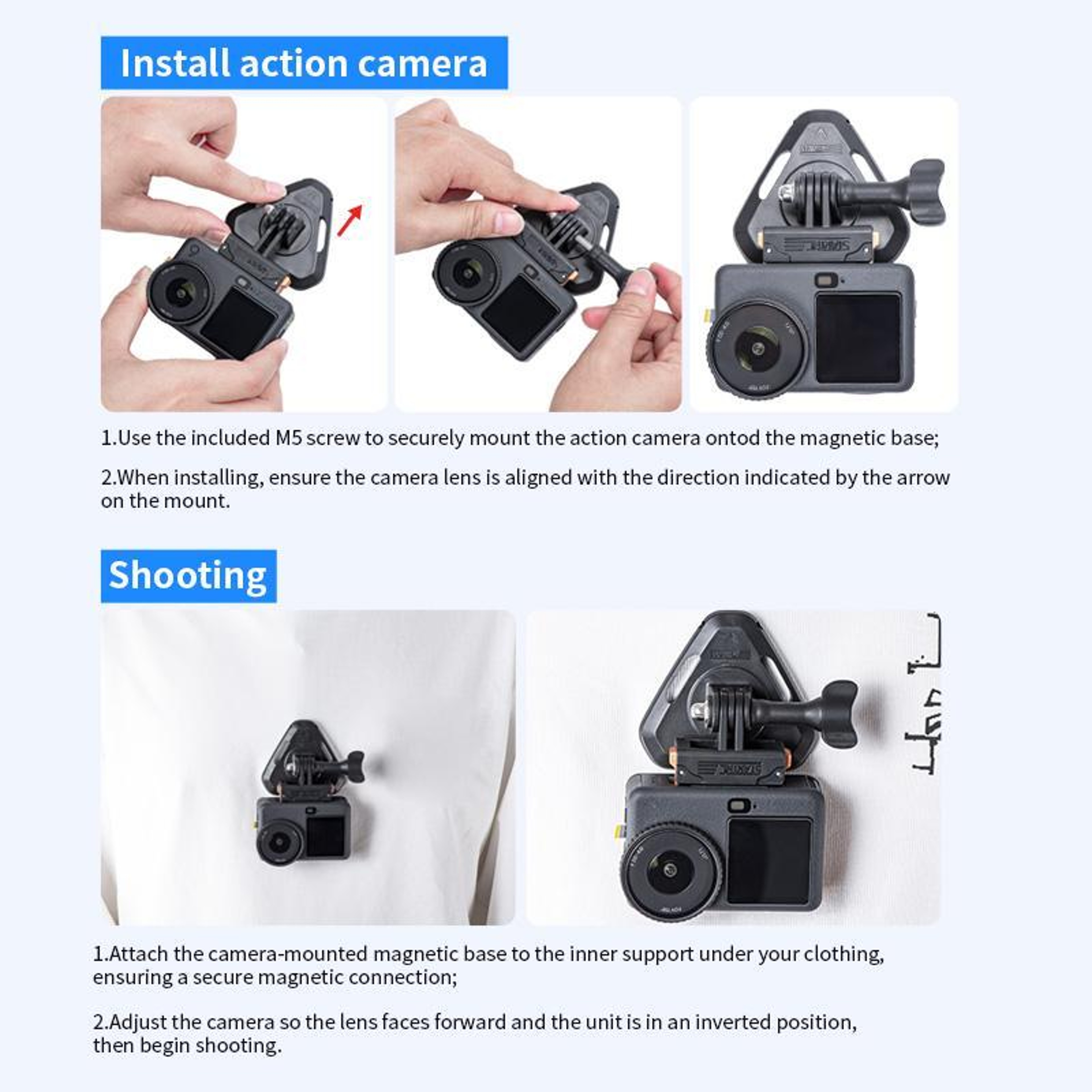 Magnetic Neck Mount For Action Camera POV Vlog Neck Strap Holder HandsFree Shooting 8