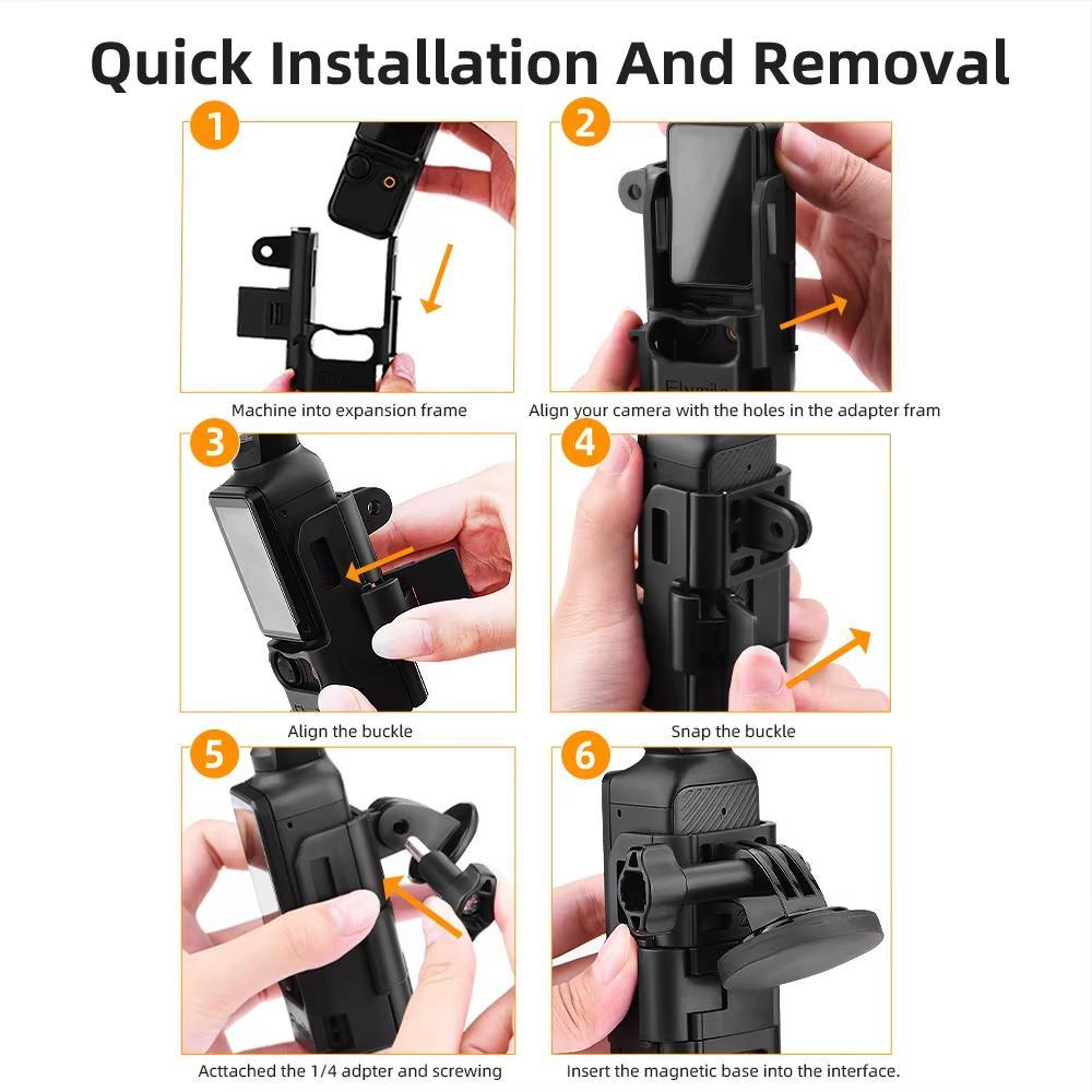 Flymile DJI Osmo Pocket Magnetic Mount Kit with Back Clip Adapter and Fixed Base Accessories – view 4