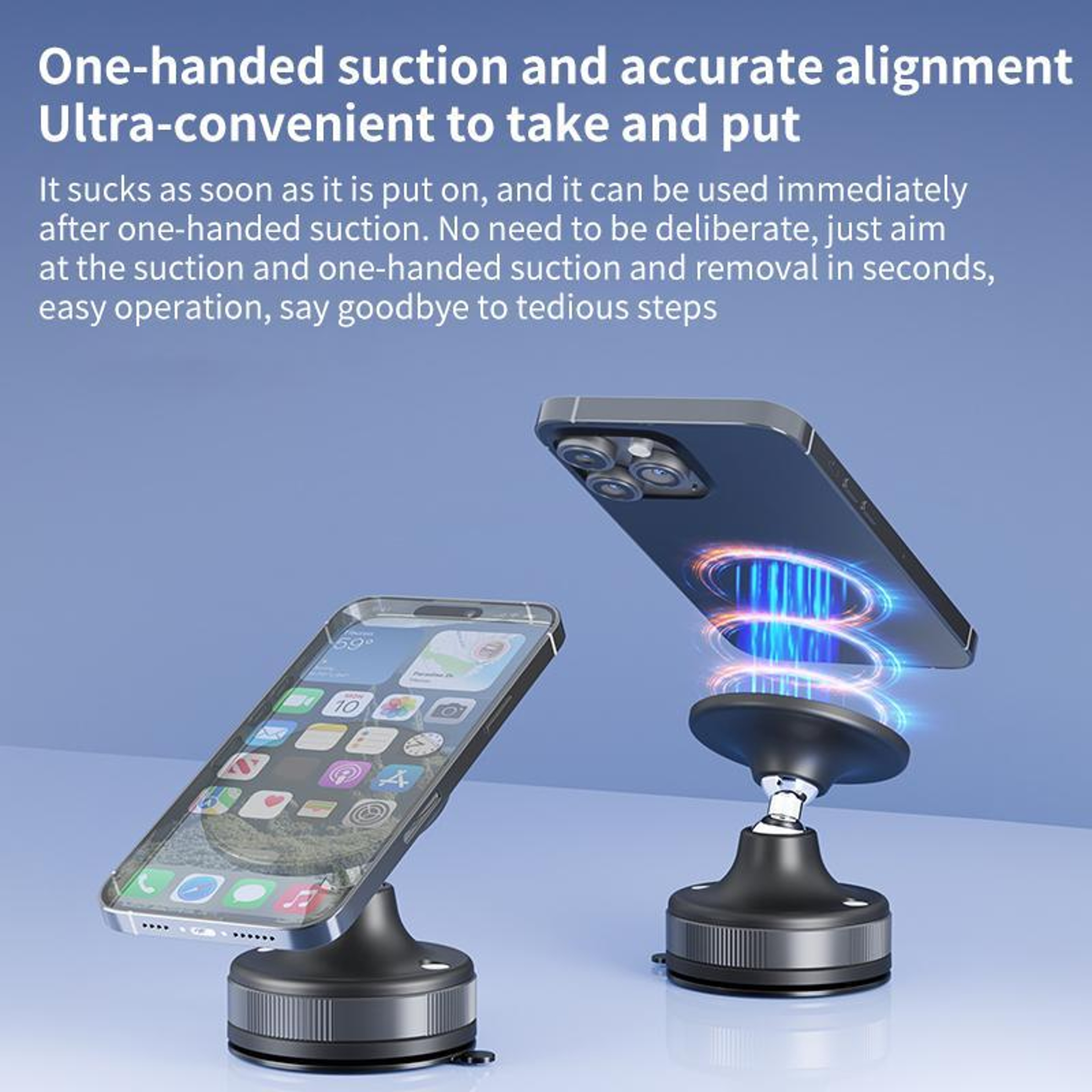 Magnetic Phone Holder Foldable Vacuum Suction Phone Mount Rotating Car and Desk Stand – view 6