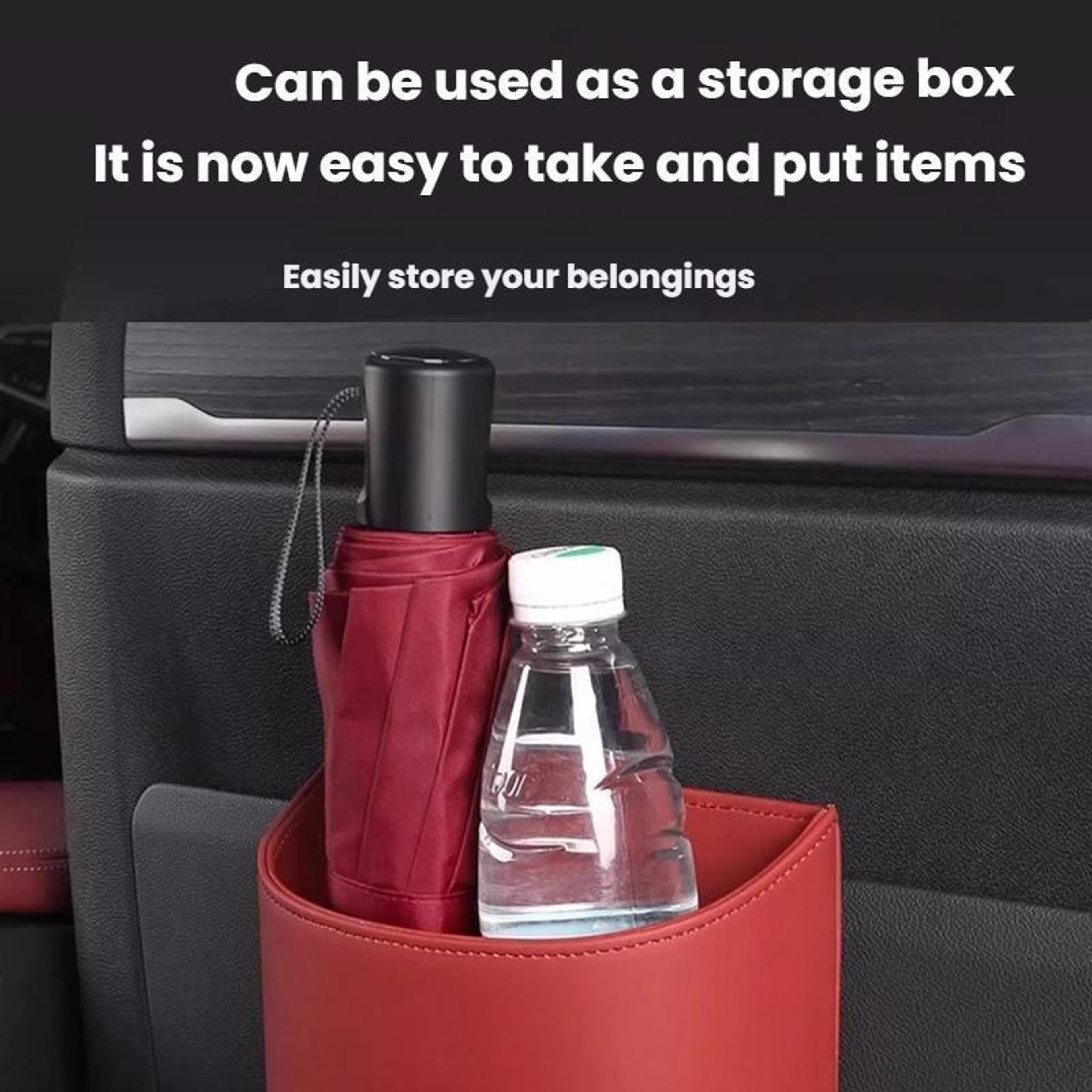 Premium Leather Car Trash Can Hanging Car Organizer Multifunctional Storage Box 8