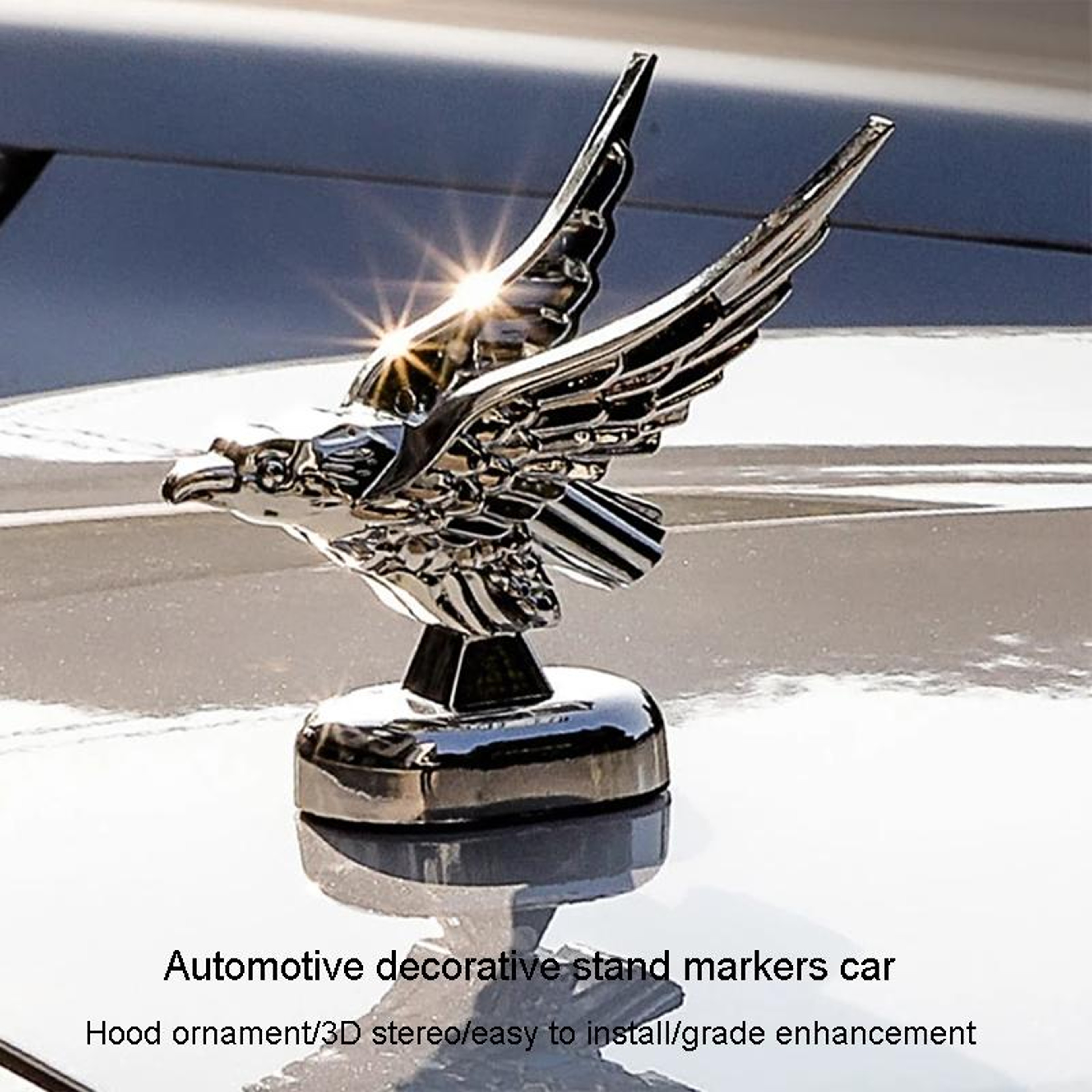 Universal Car Hood Ornament 3D Eagle Emblem Decorative Hood Badge For Cars 4