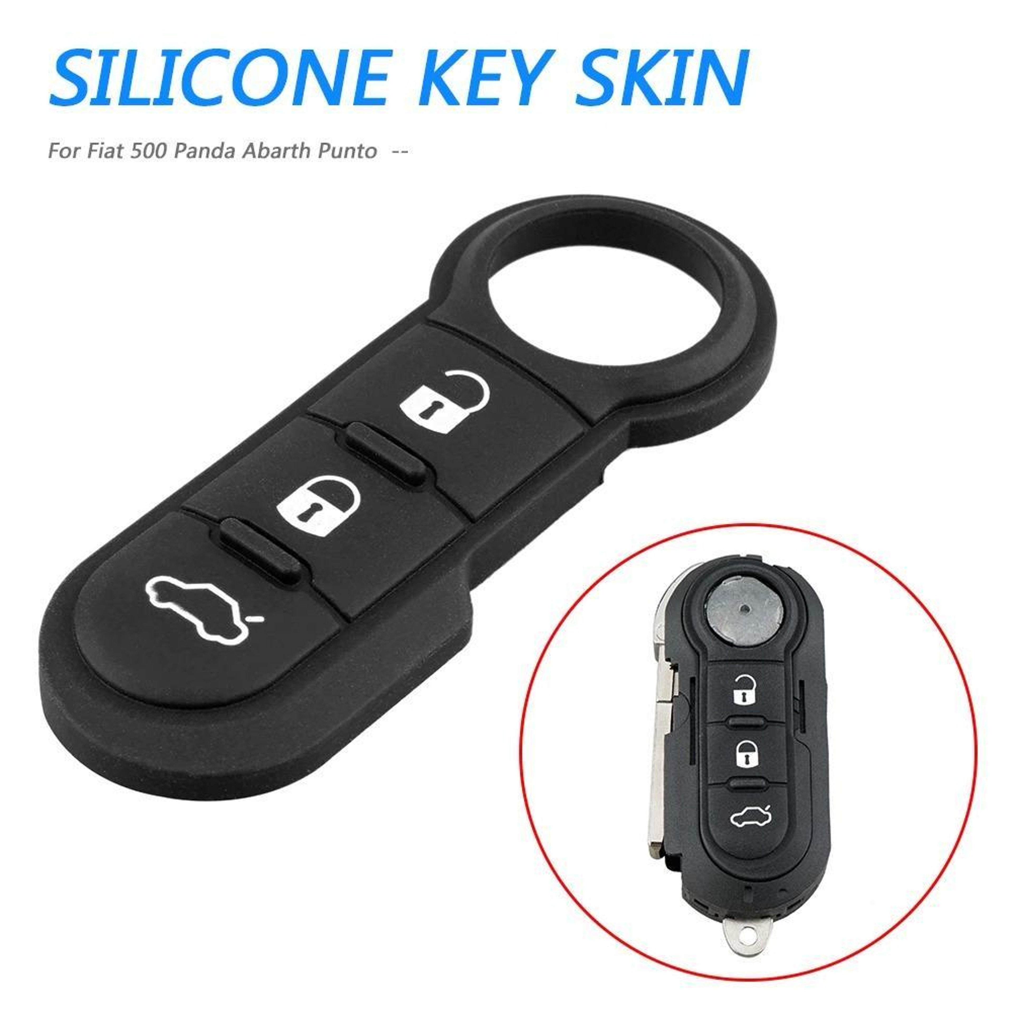 Fiat Car Key Shell Replacement Remote Button Case White Print Key Fob Cover – view 3