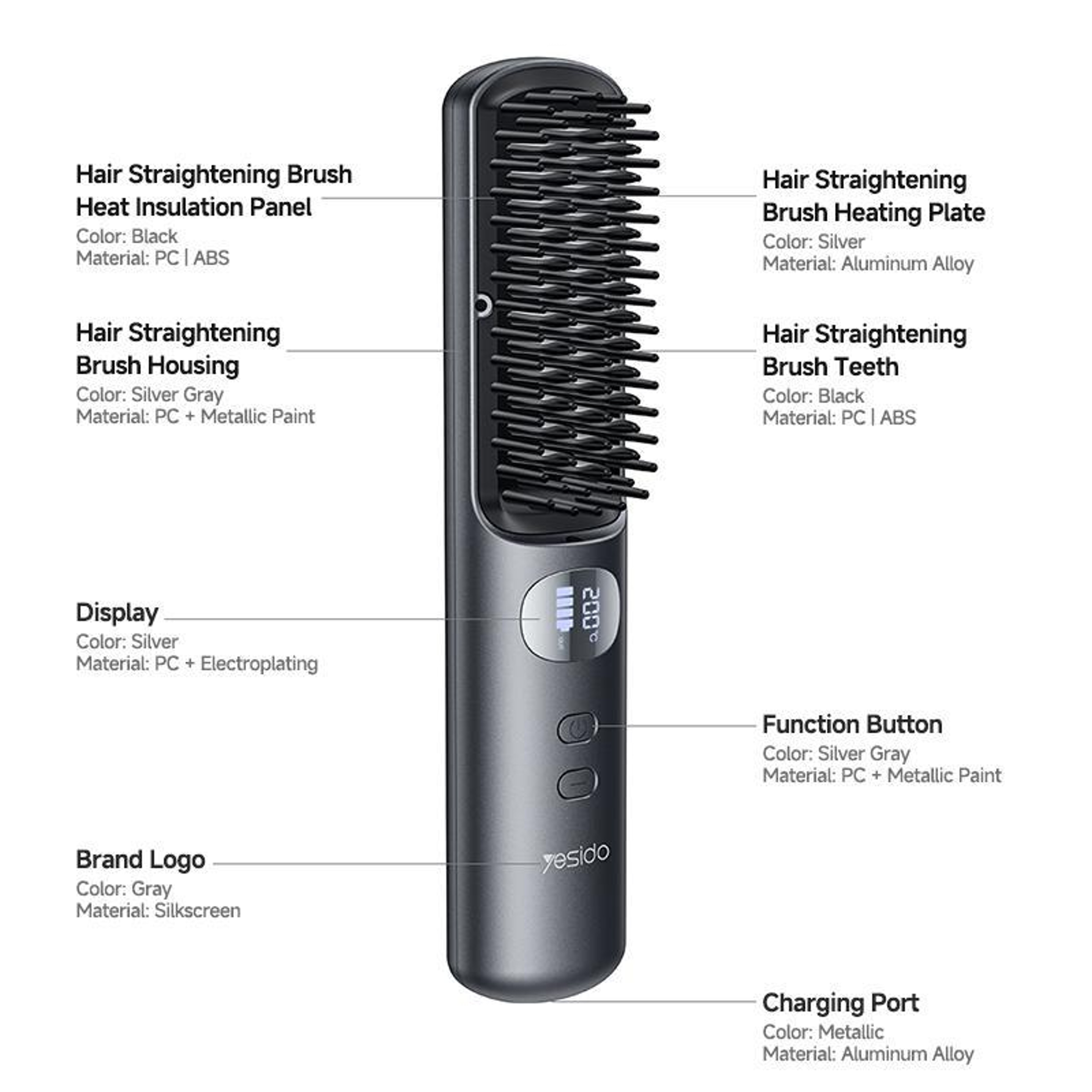Cordless Hair Straightener Smart Temperature Hair Straightening Brush With Digital Display 2