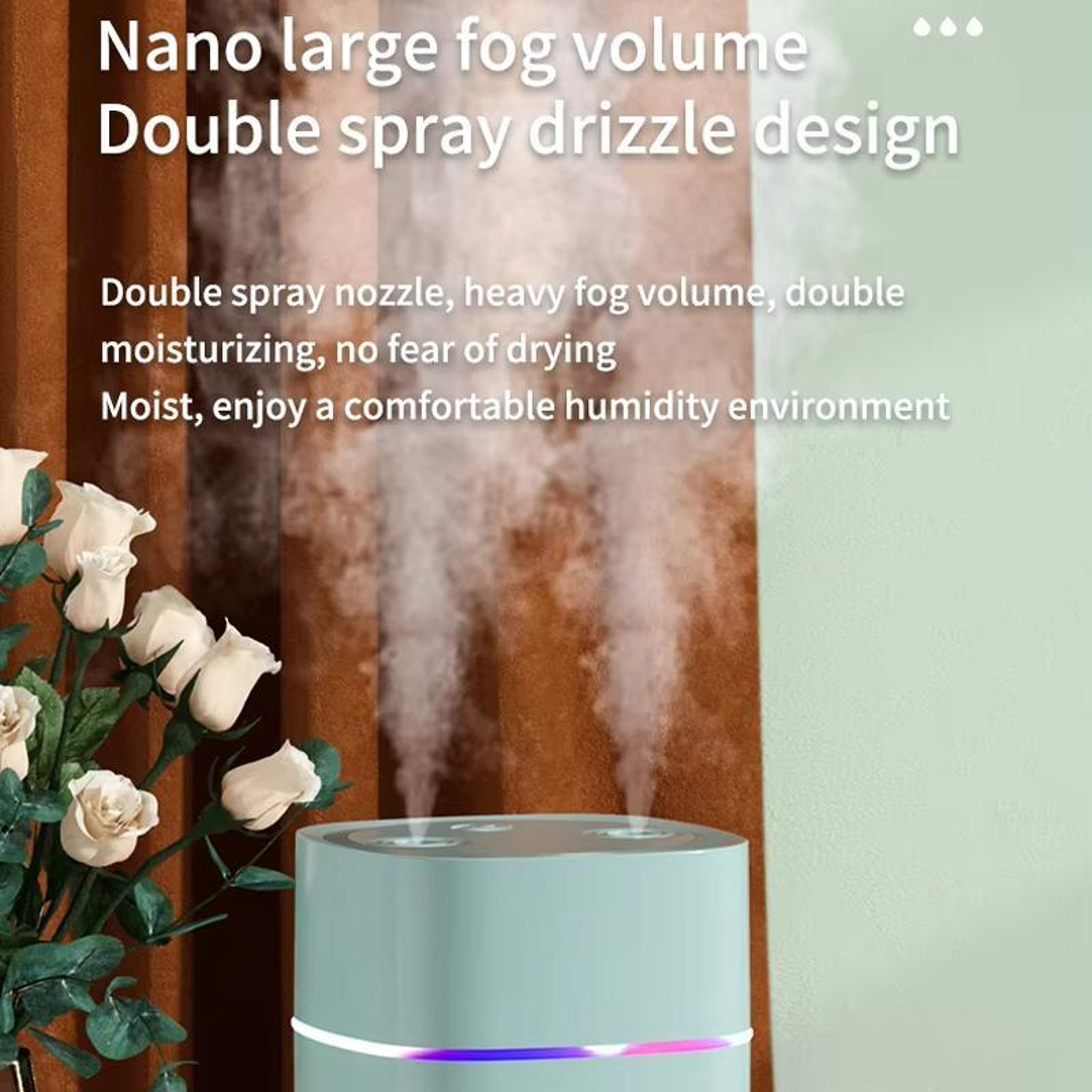 Car Humidifier 600ml Dual Spray Humidifier USB Aromatherapy Diffuser With Ambient Light 6