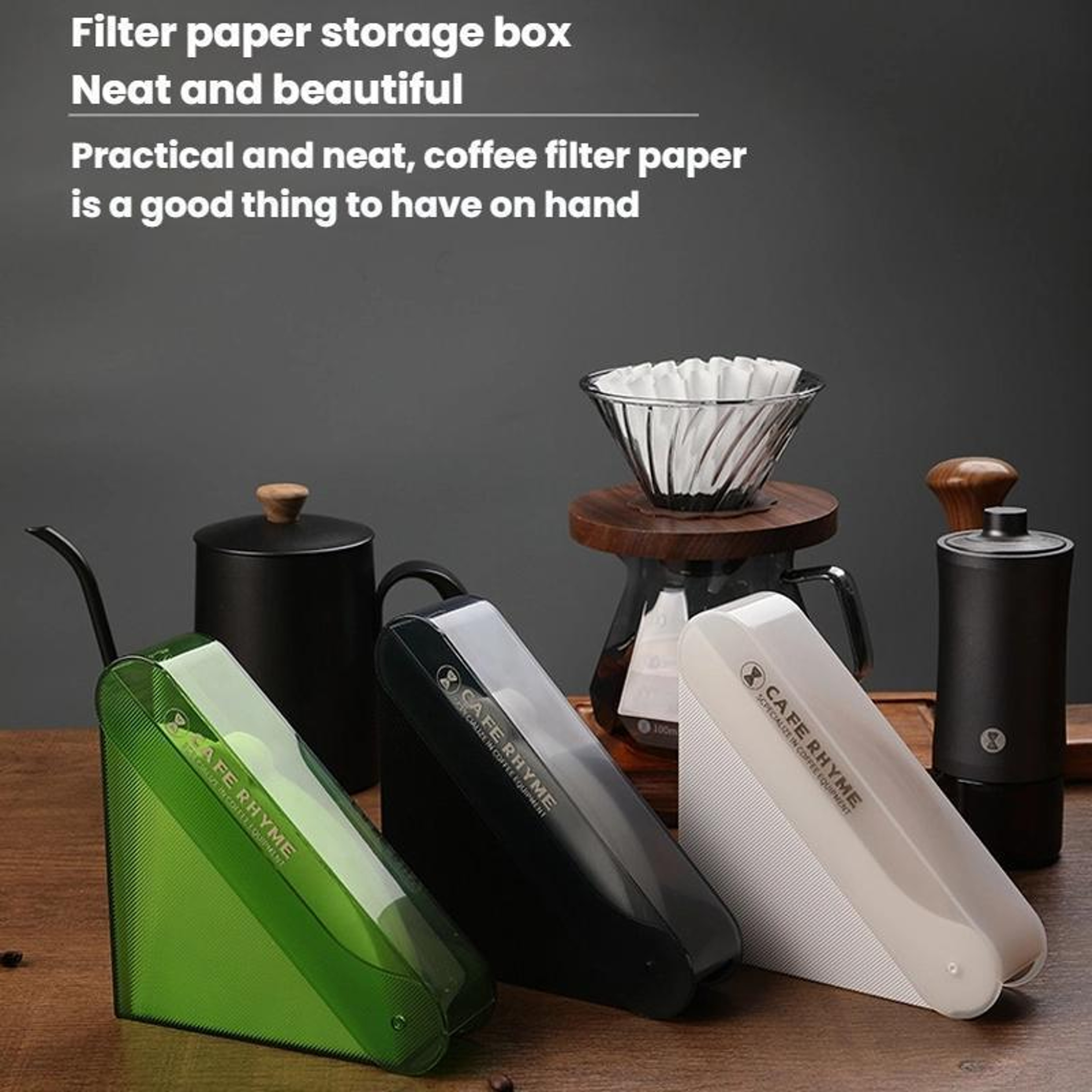 CAFE RHYME Coffee Filter Holder Dustproof Coffee Filter Storage Box with Lid for Up to Filters – view 3