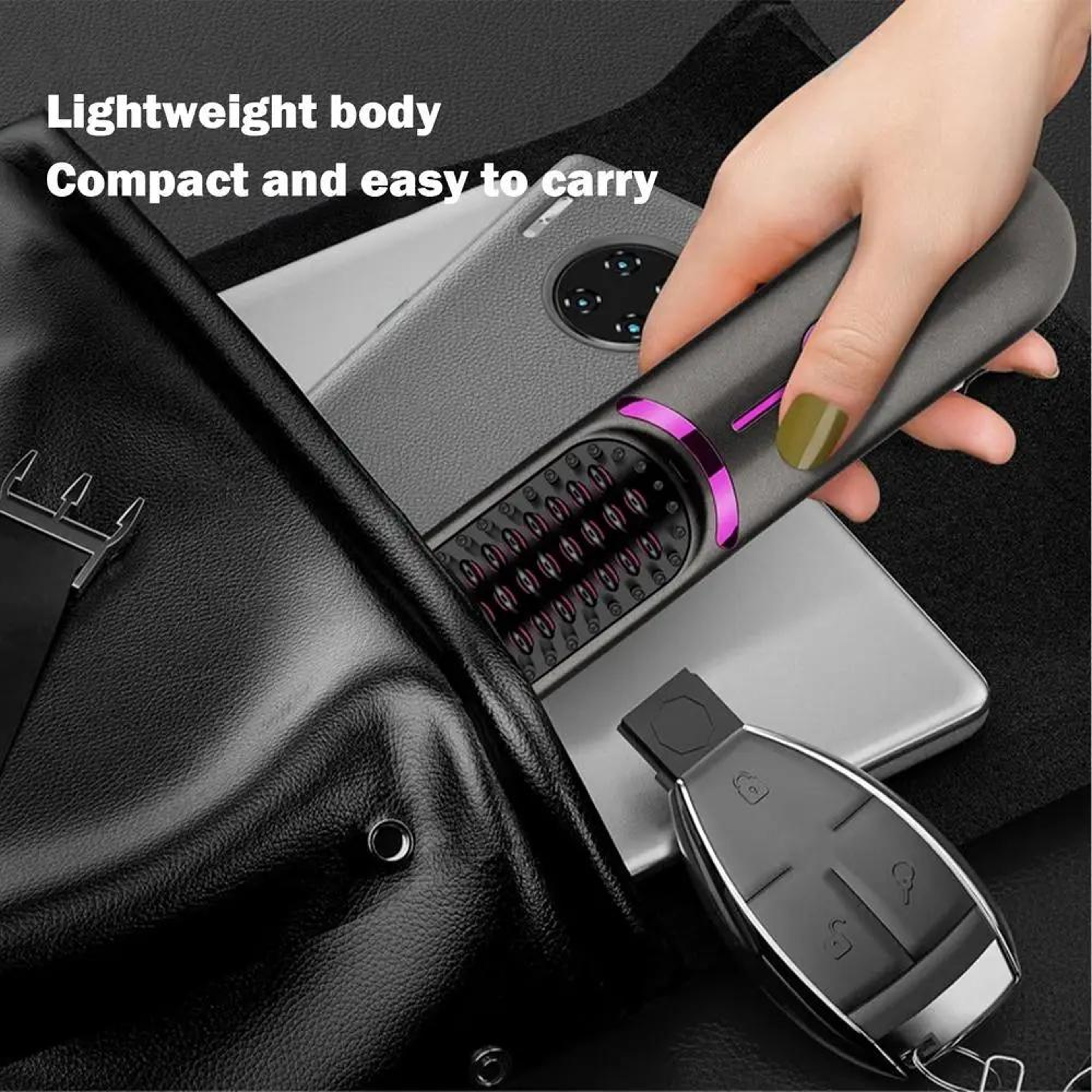 Portable Wireless Hair Straightening Comb USB Rechargeable Hair Straightener Brush And Curler 3