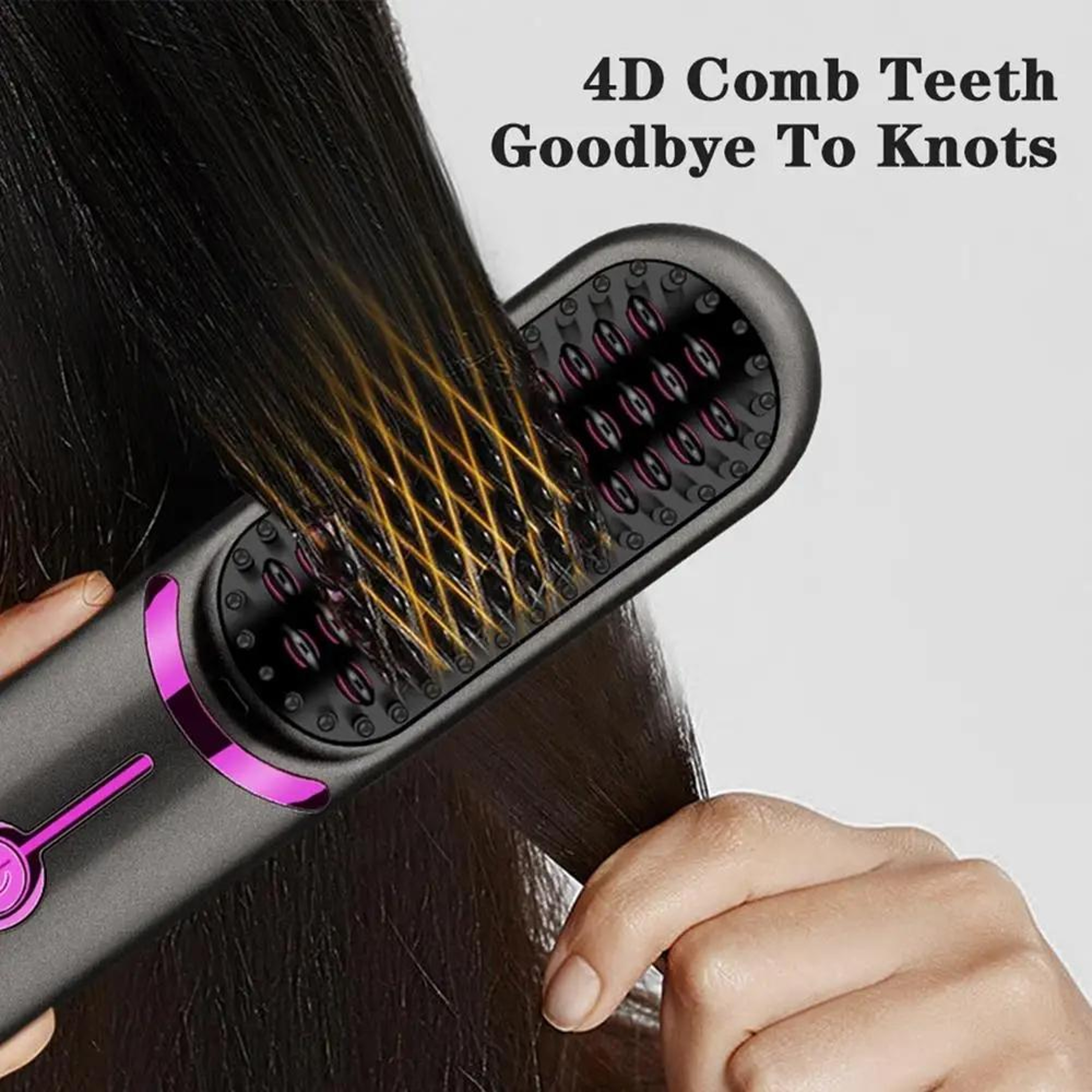 Portable Wireless Hair Straightening Comb USB Rechargeable Hair Straightener Brush And Curler 5