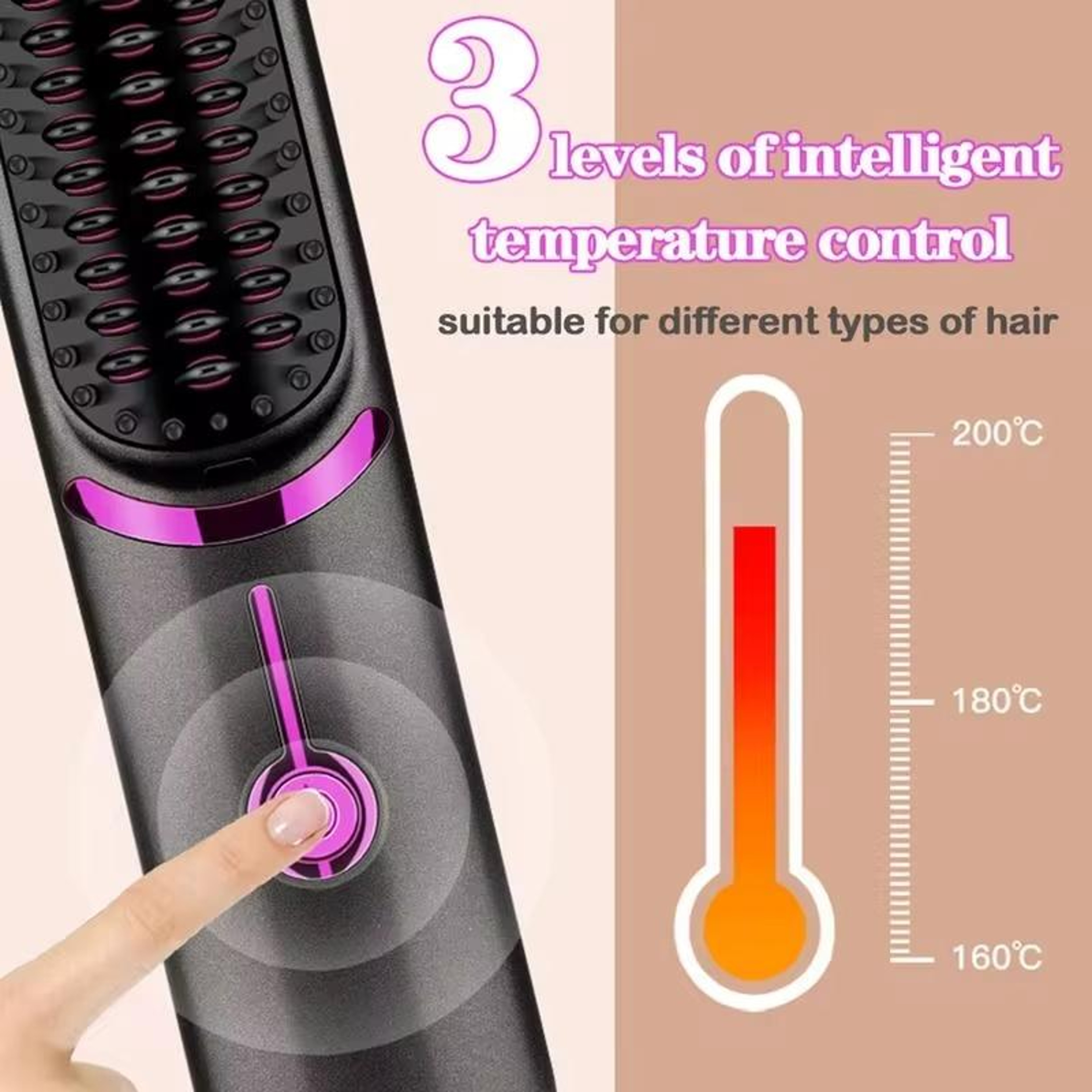 Portable Wireless Hair Straightening Comb USB Rechargeable Hair Straightener Brush And Curler 6