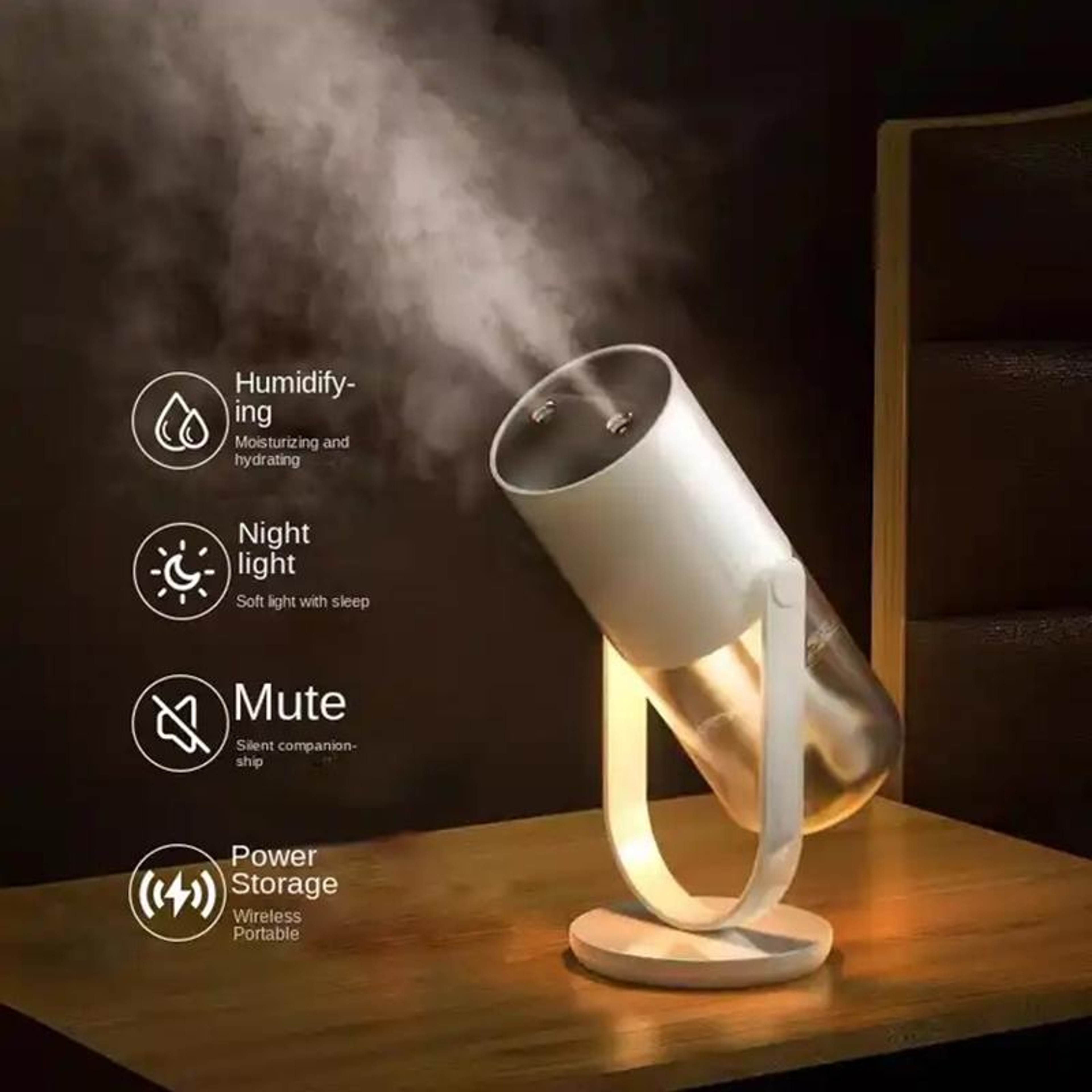 Wireless Double Jet Humidifier Portable Cool Mist Air Moisturizer with Rechargeable Battery – view 3