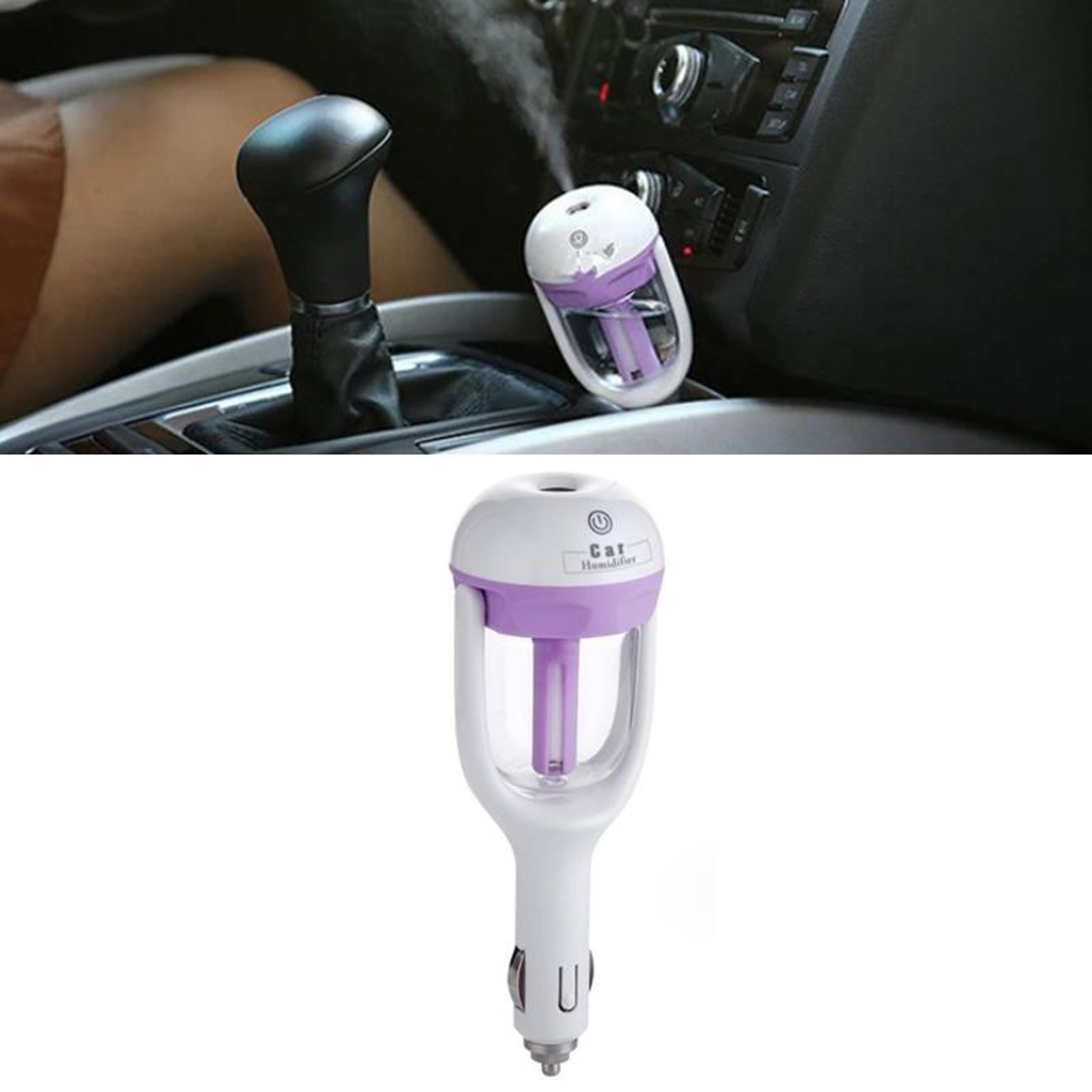 Portable Car Humidifier with Aromatherapy Diffuser and Negative Ion Air Purifier – view 1