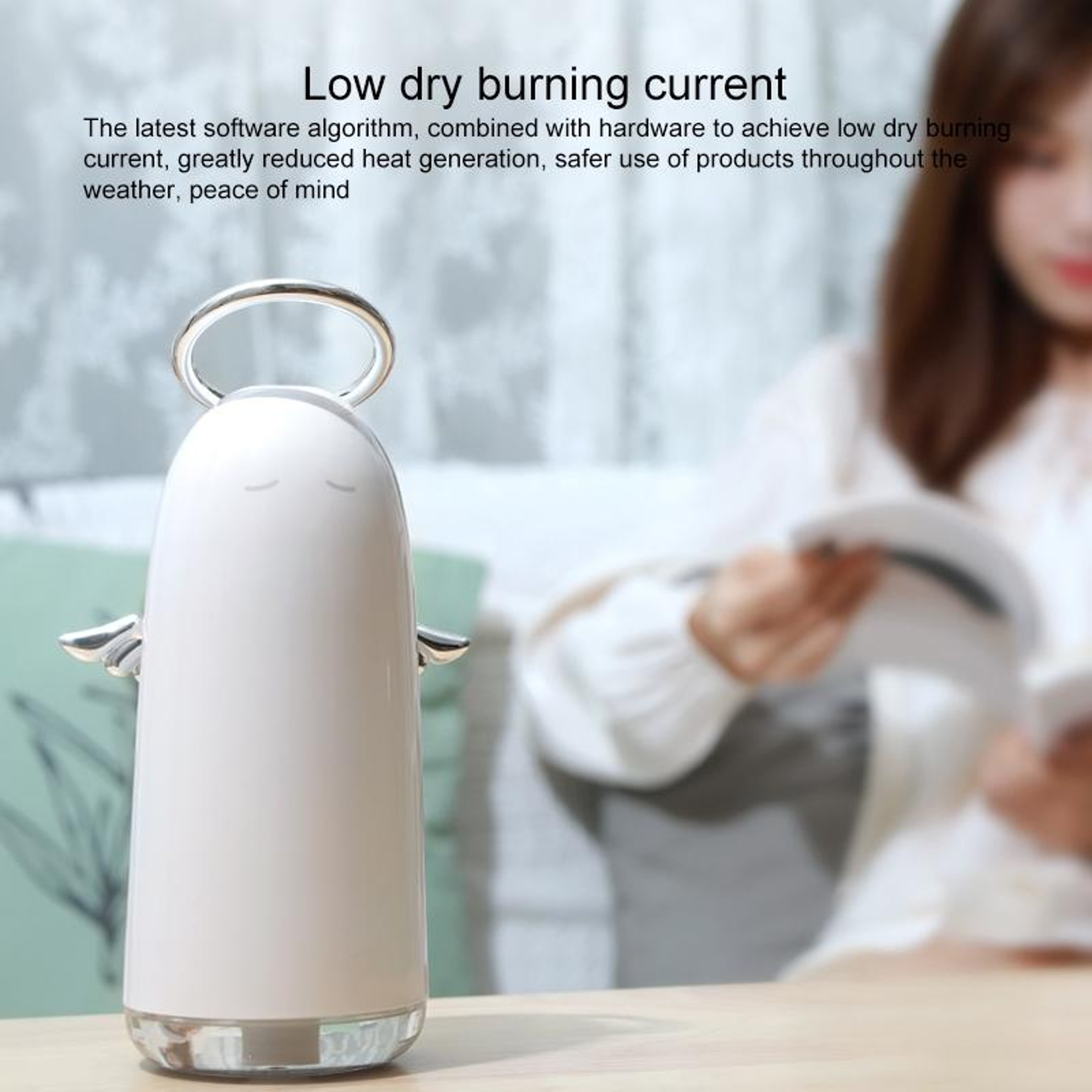 Mini Angel Portable Humidifier With Colorful Night Light USB Cool Mist Air Moisturizer 2