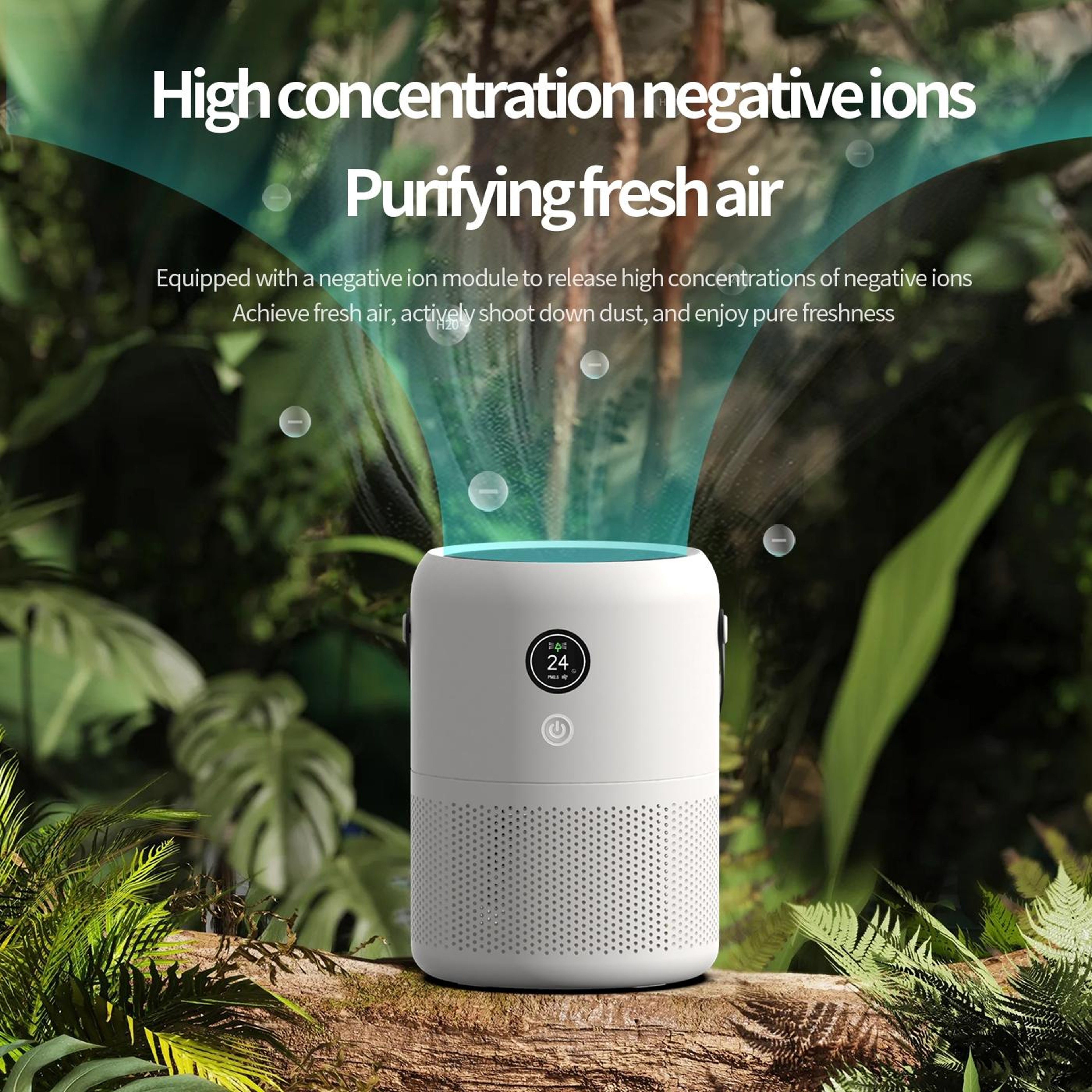 Desktop Air Purifier With UV Sterilization Negative Ion Technology And Smart Air Quality Display 4