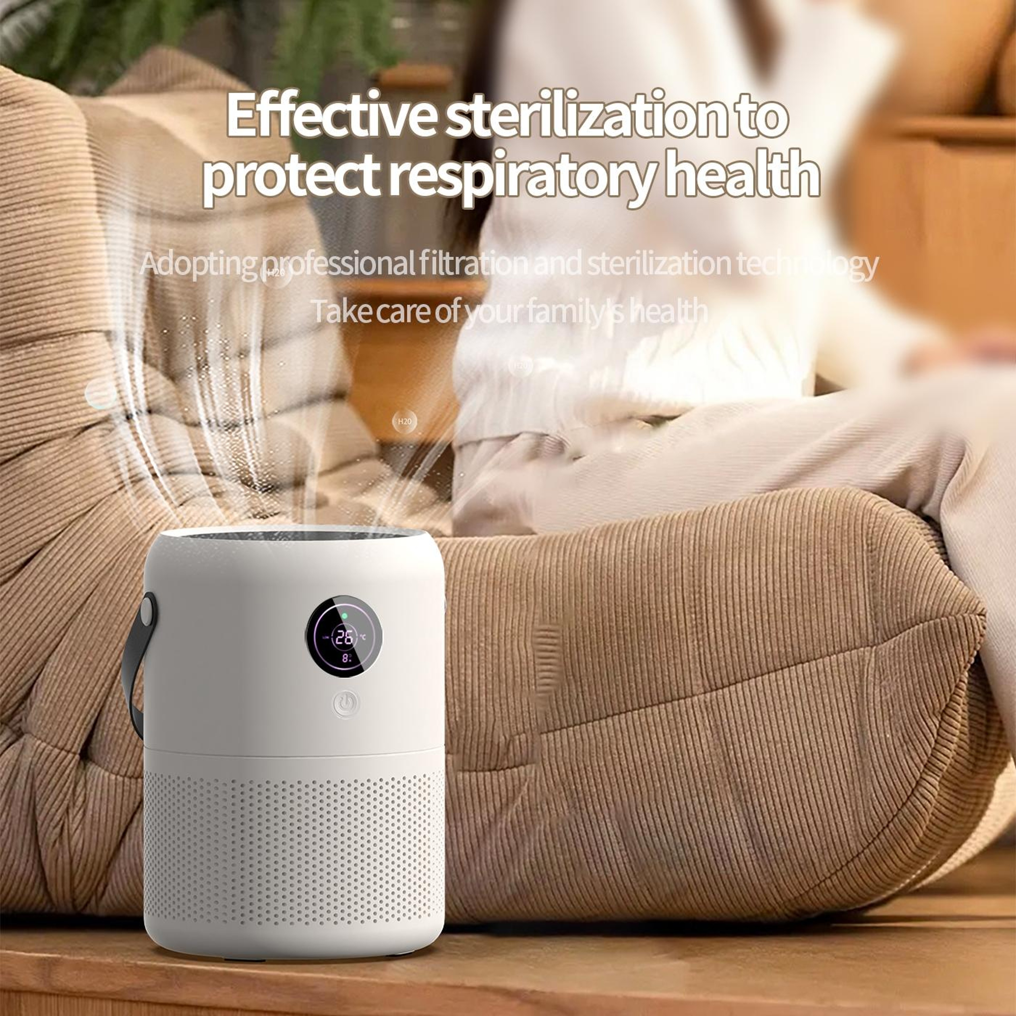 Desktop Air Purifier With UV Sterilization Negative Ion Technology And Smart Air Quality Display 7
