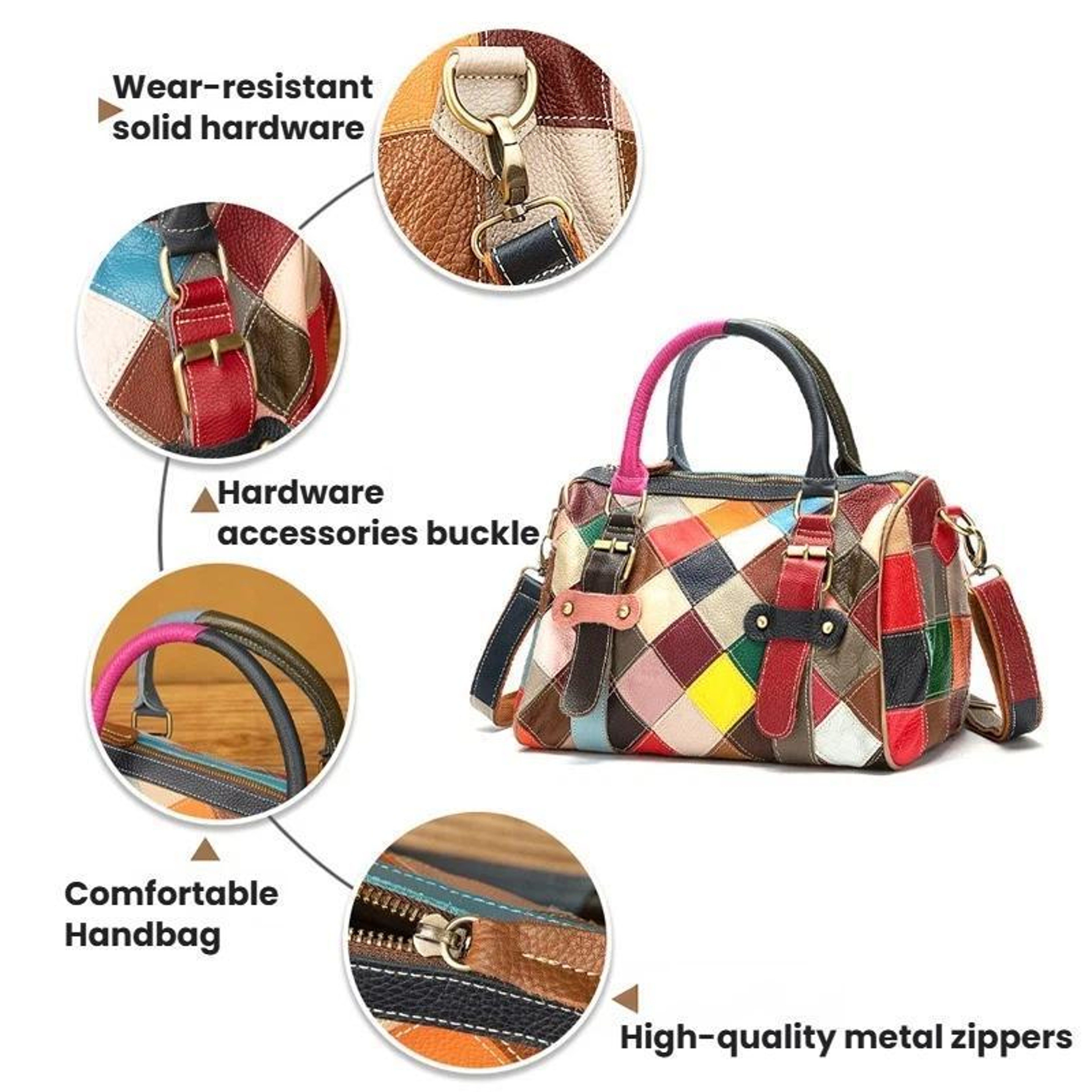 Patchwork Handbag Large Capacity Leather Shoulder Tote Bag for Women – view 5