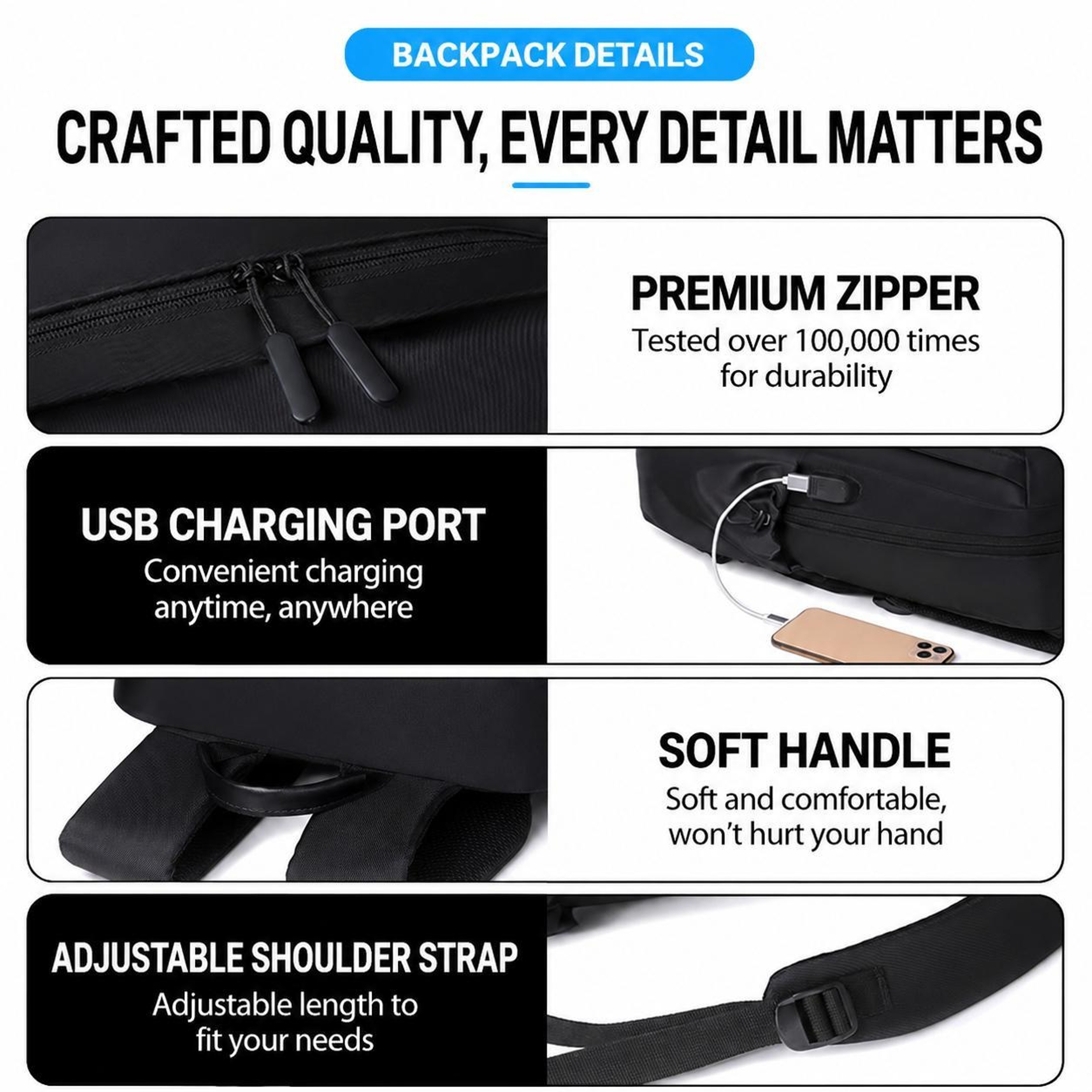 Business Laptop Backpack Waterproof Travel Backpack For Work And Daily Commute 8