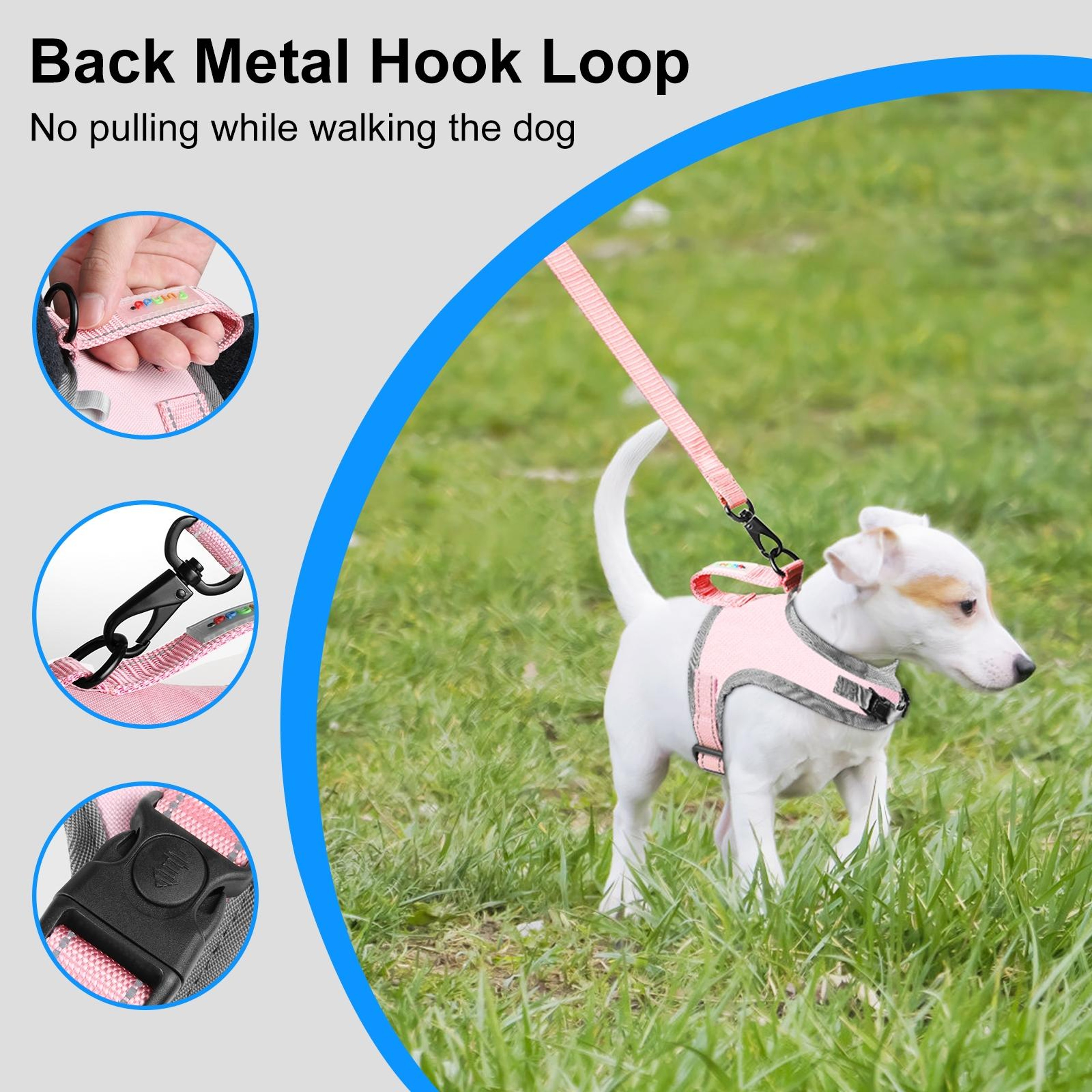 FunAdd Reflective Dog Harness Breathable Adjustable No Pull Pet Vest With Leash 5