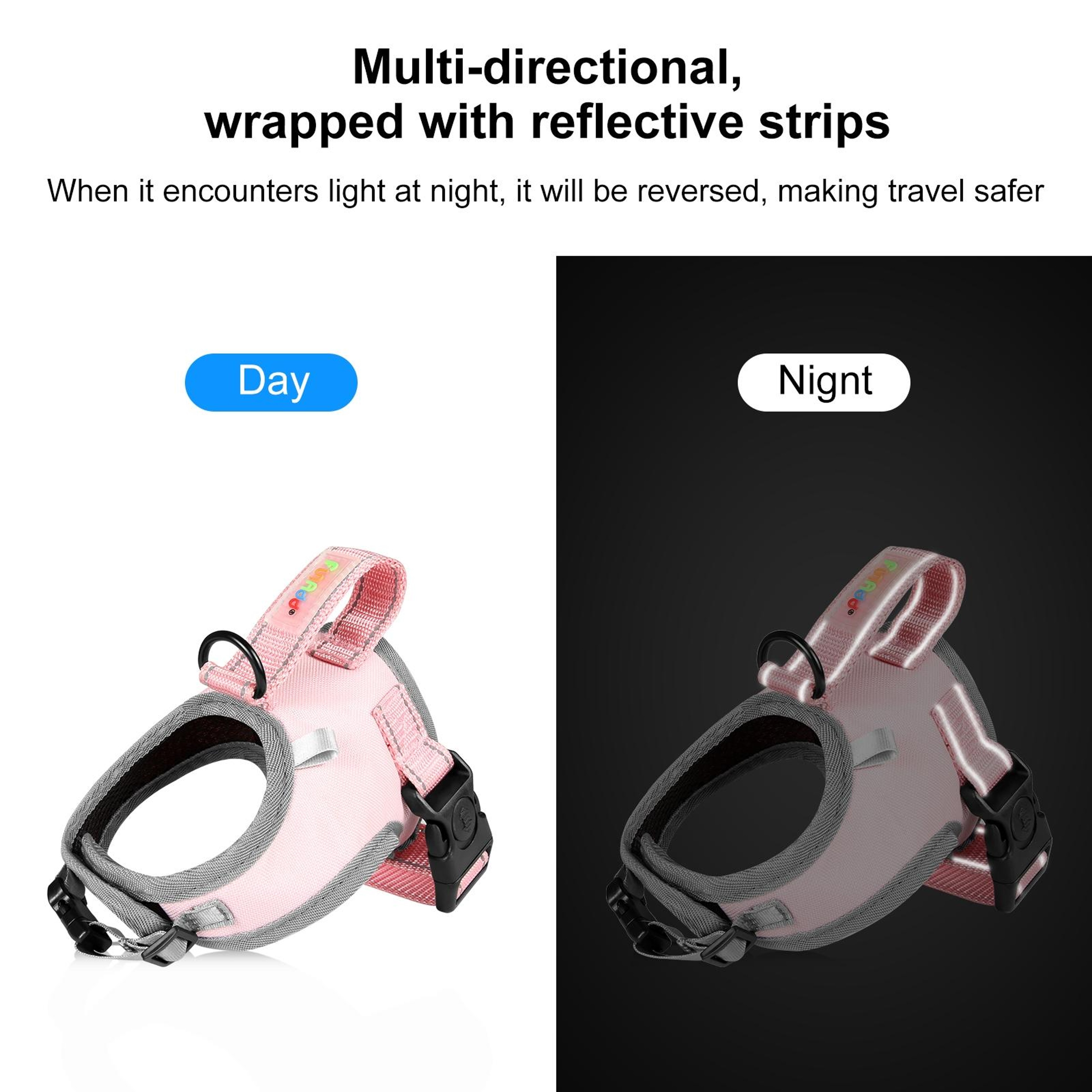 FunAdd Reflective Dog Harness Breathable Adjustable No Pull Pet Vest With Leash 6