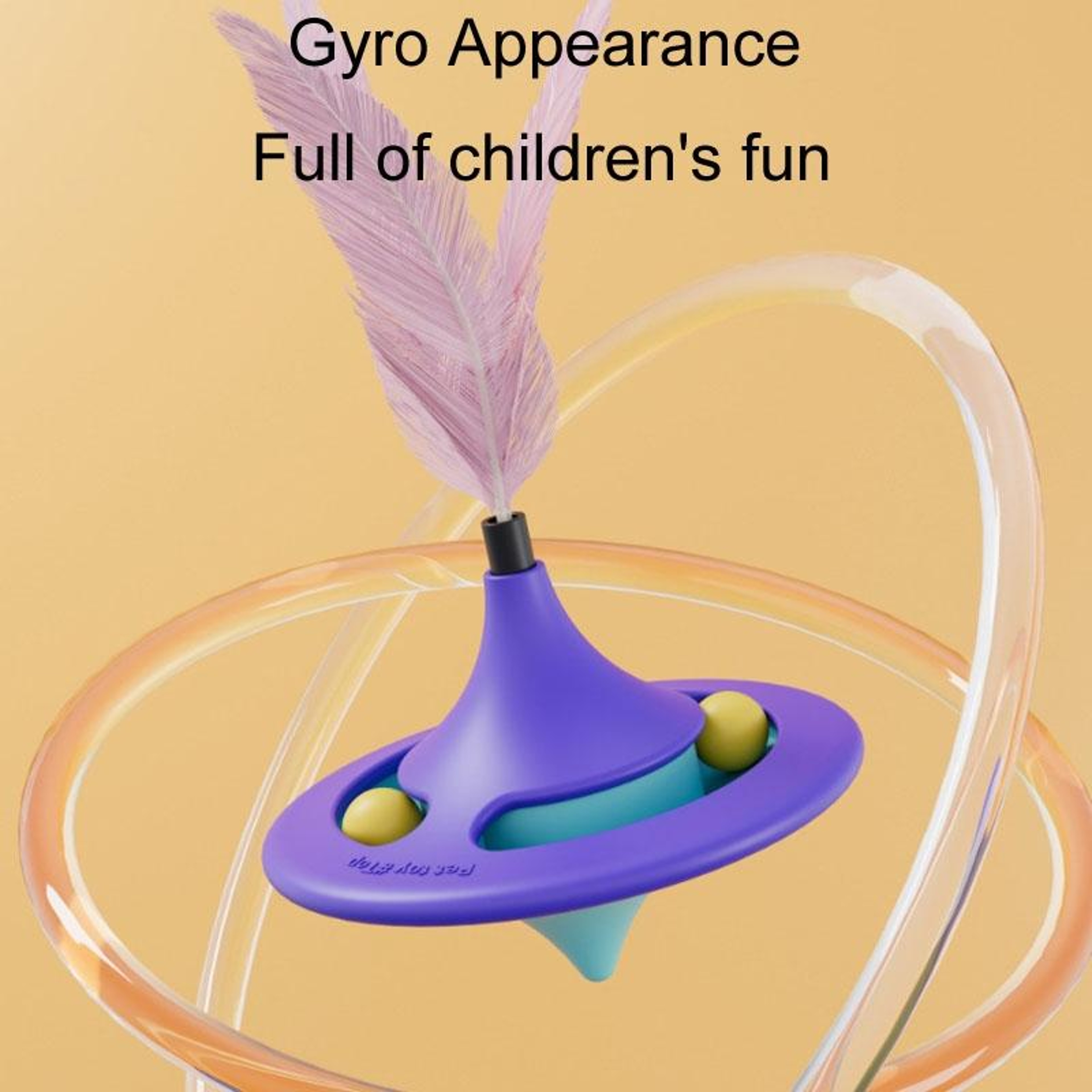 Interactive Cat Gyro Carousel Toy With Suction Cup Feather Teaser For Indoor Cats 4