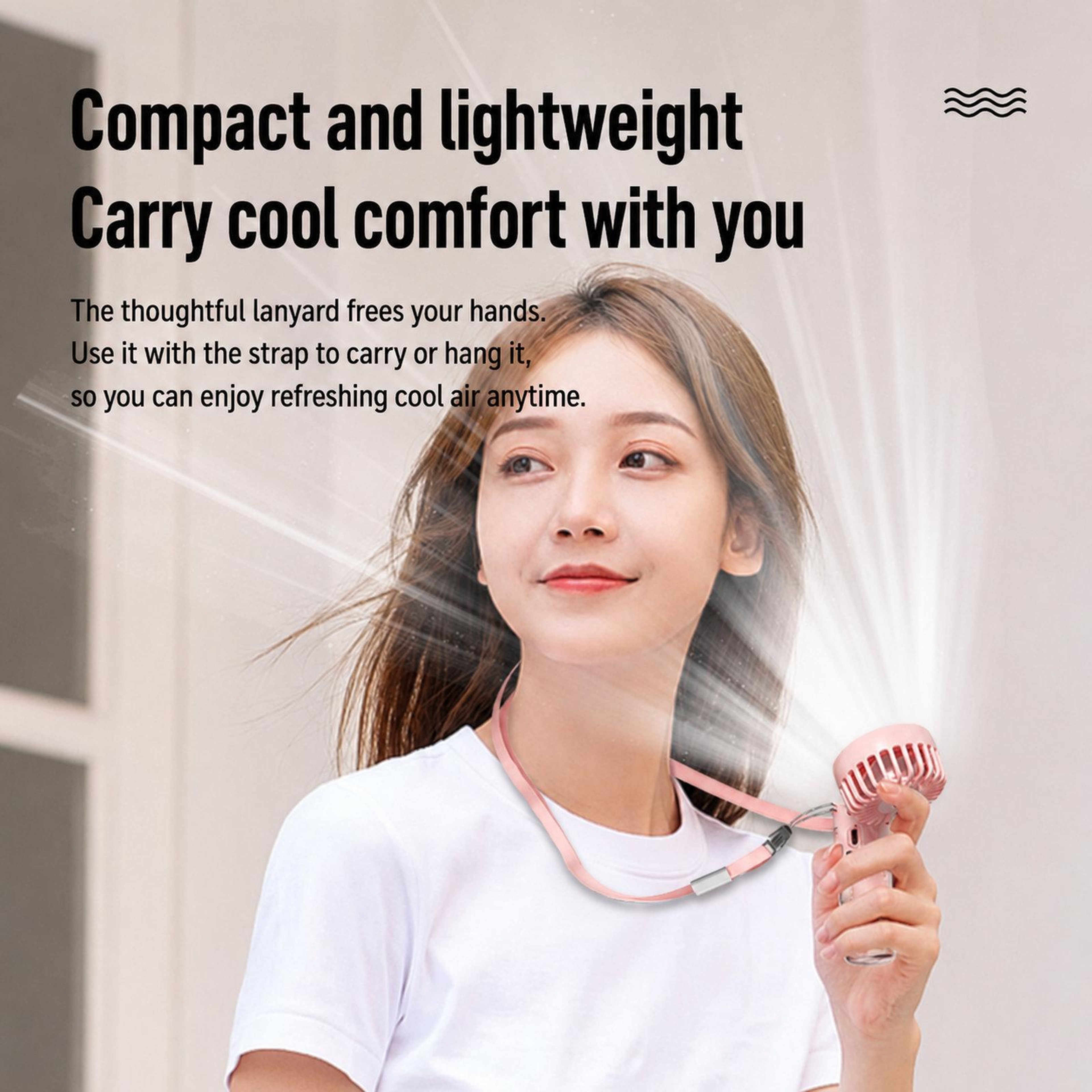 Portable Misting Fan Rechargeable Mini Personal Cooling Fan With Water Spray And Foldable Neck Stra 3