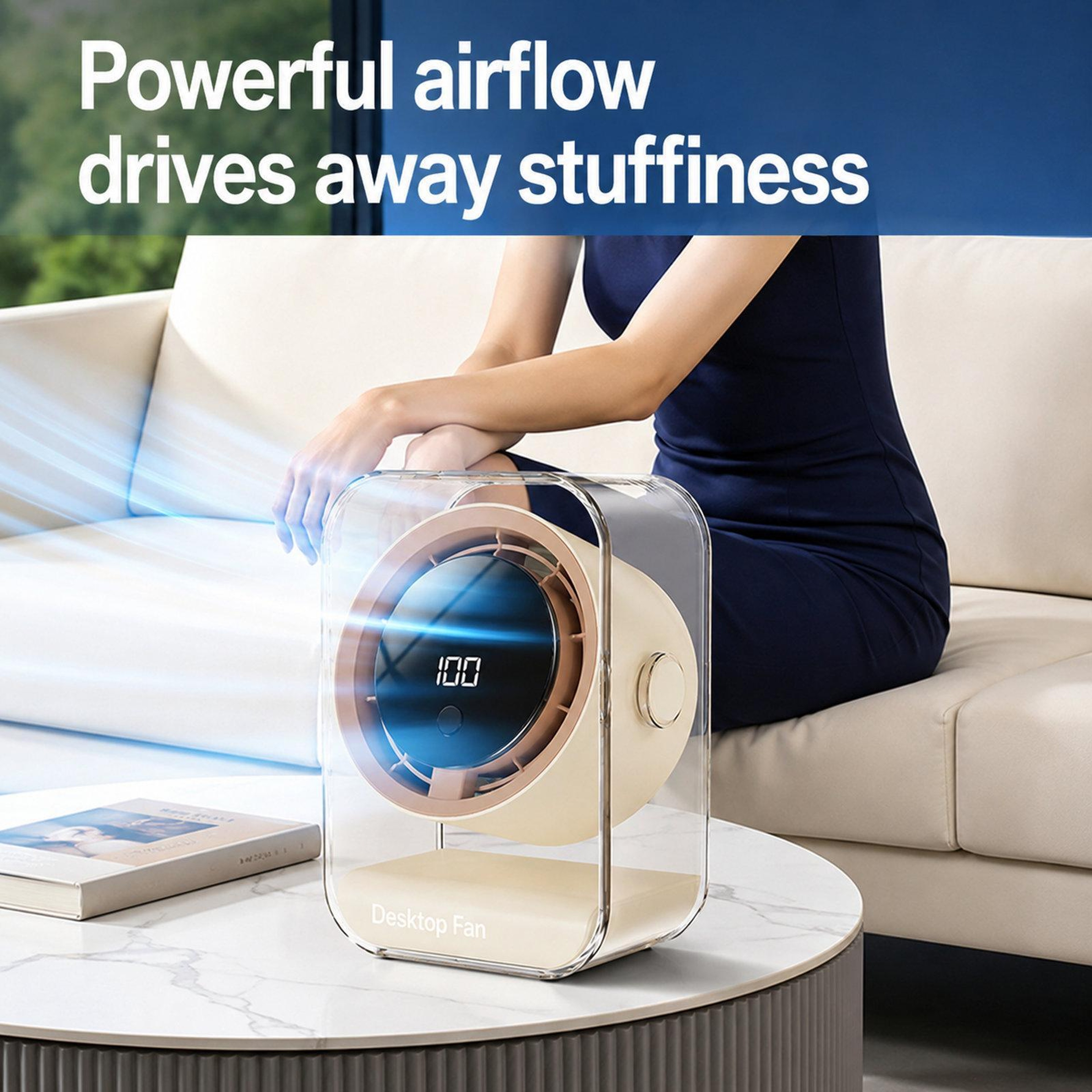 Portable Desk Fan With Digital Display Smart Timer And USB Rechargeable Quiet Air Circulator 1